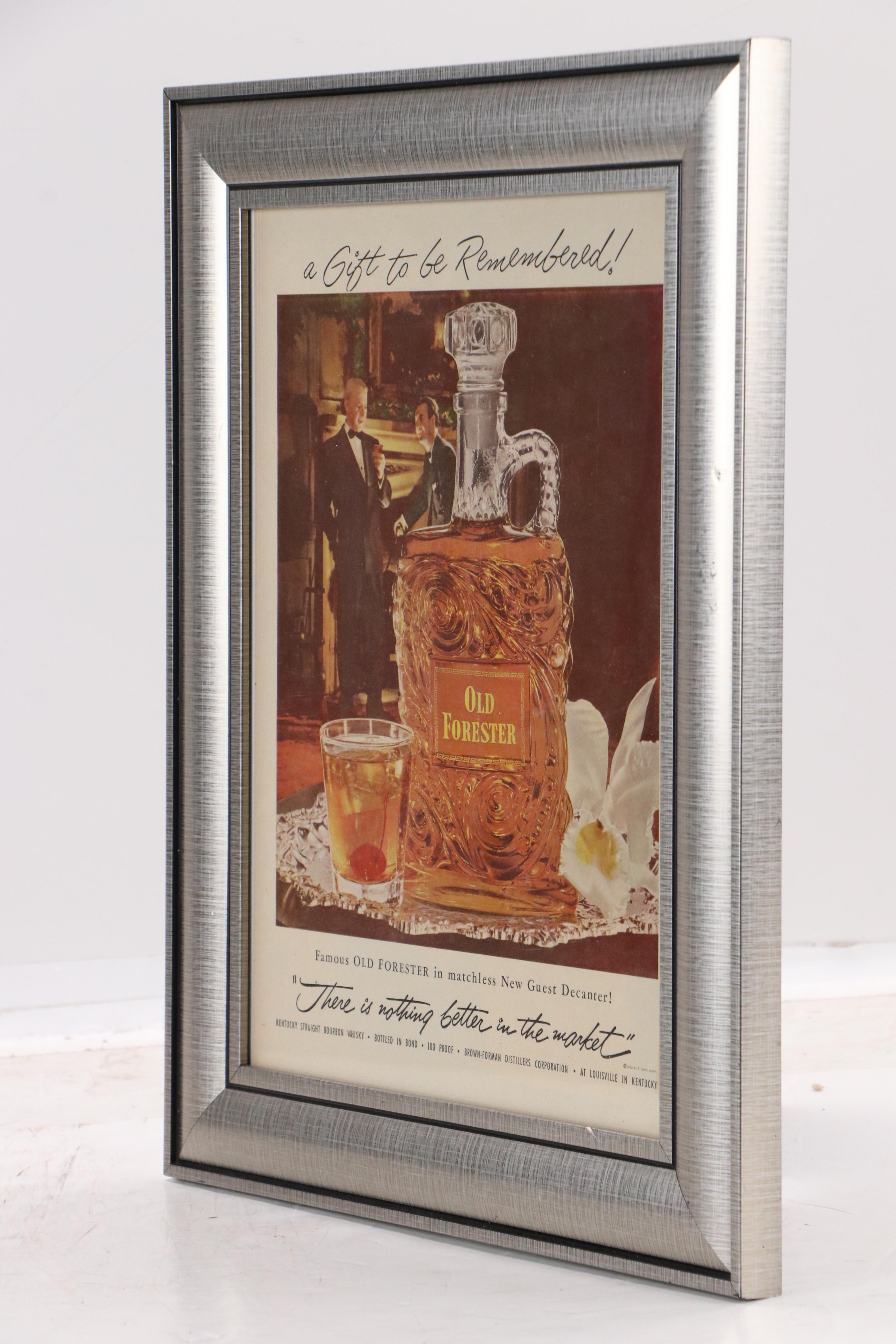 Old Forester Bourbon Advertising Halftone Print, 1952