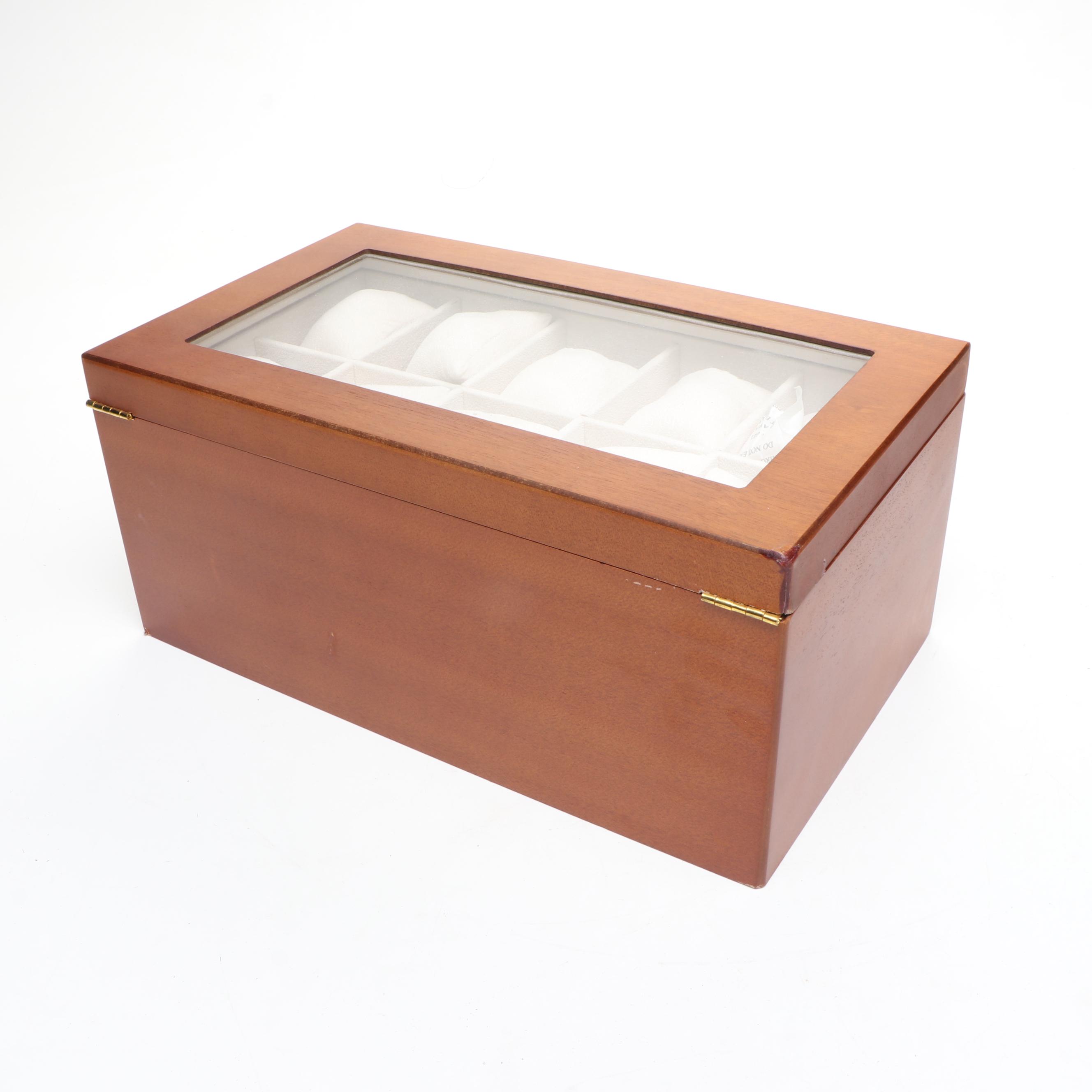 Two Wood Veneer Twenty-Slot Watch Cases