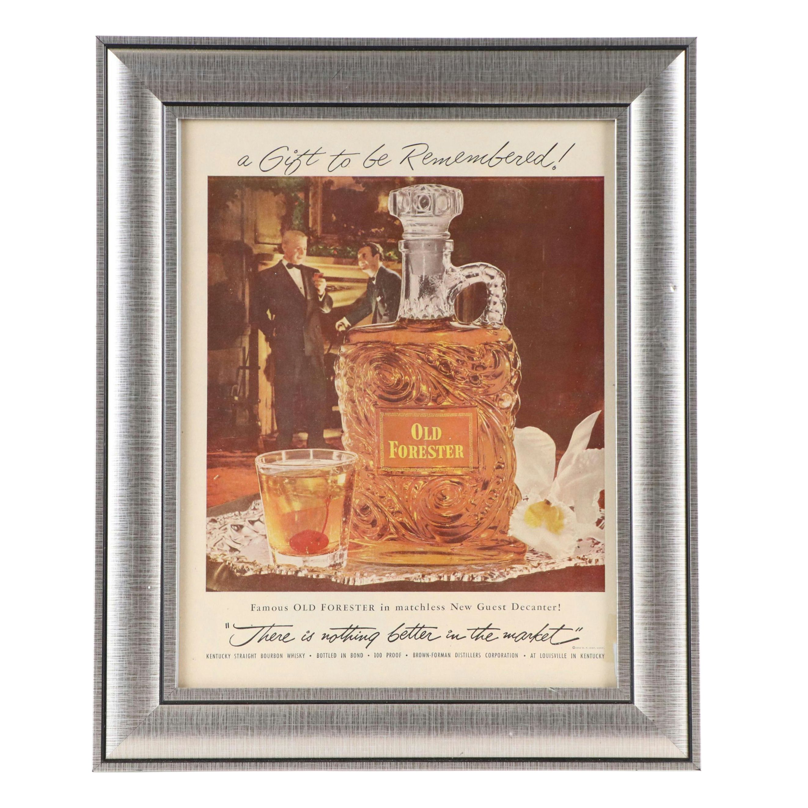 Old Forester Bourbon Advertising Halftone Print, 1952