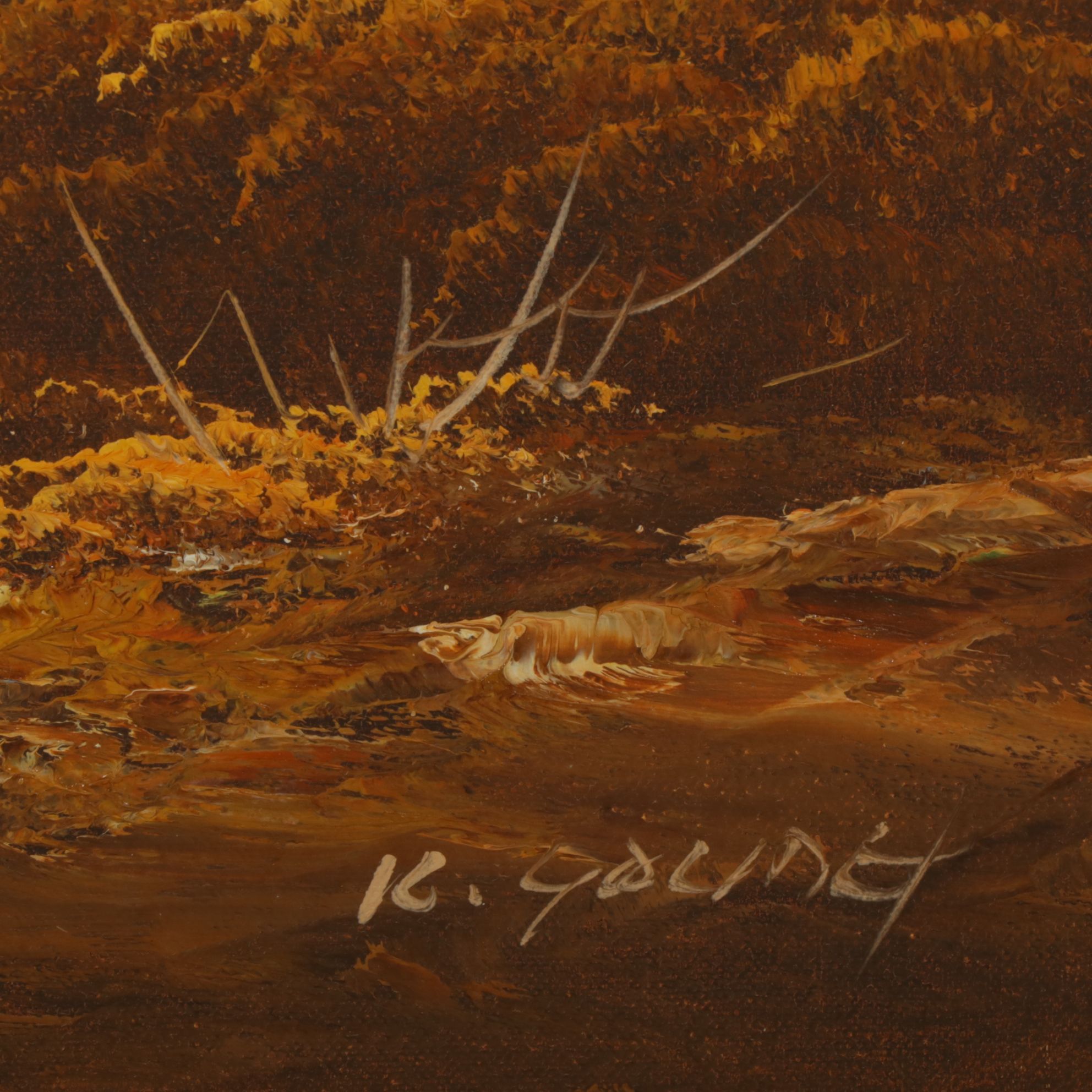 K. Gaunt Impressionist Pastoral Montane Landscape Oil Painting, 20th Century