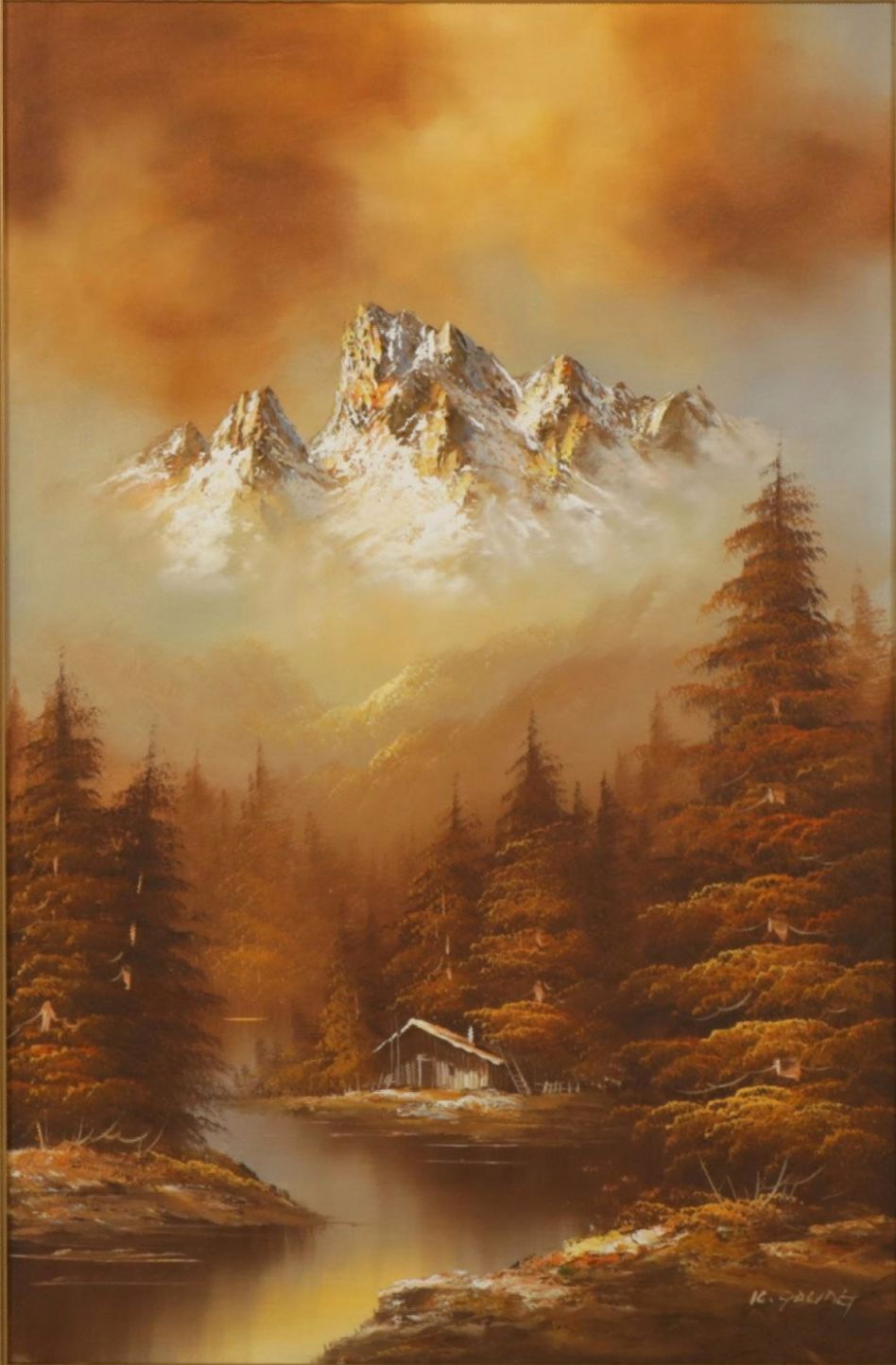 K. Gaunt Impressionist Pastoral Montane Landscape Oil Painting, 20th Century