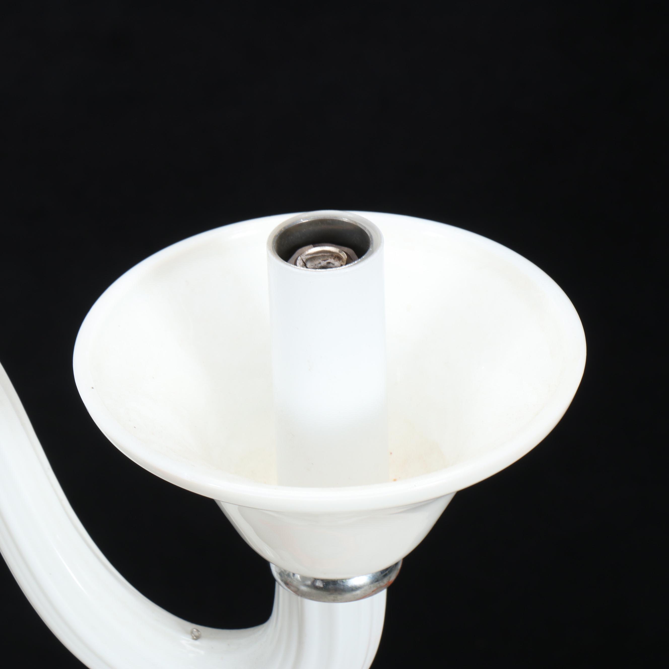 Venetian Style Milk Glass Five-Arm Chandelier