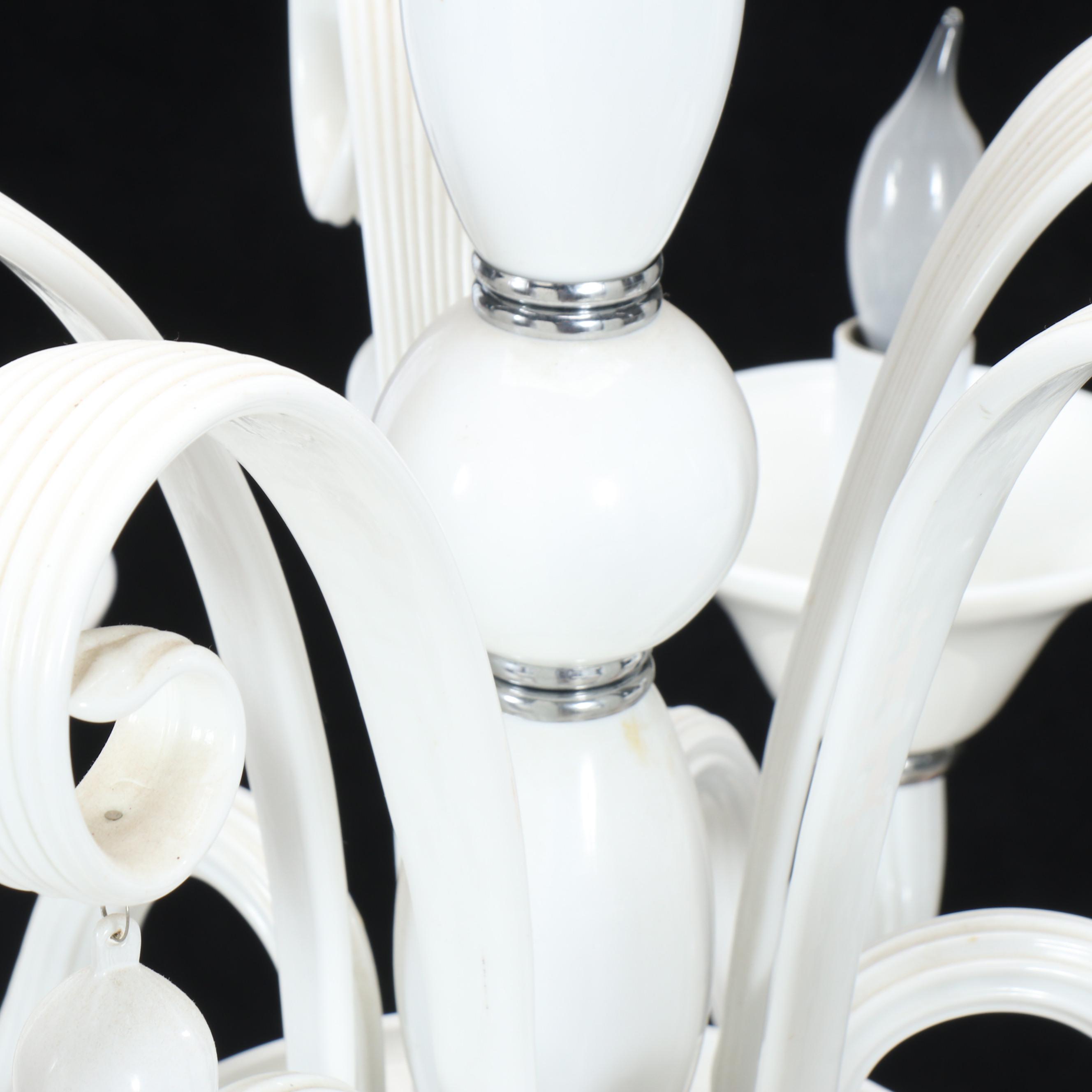 Venetian Style Milk Glass Five-Arm Chandelier
