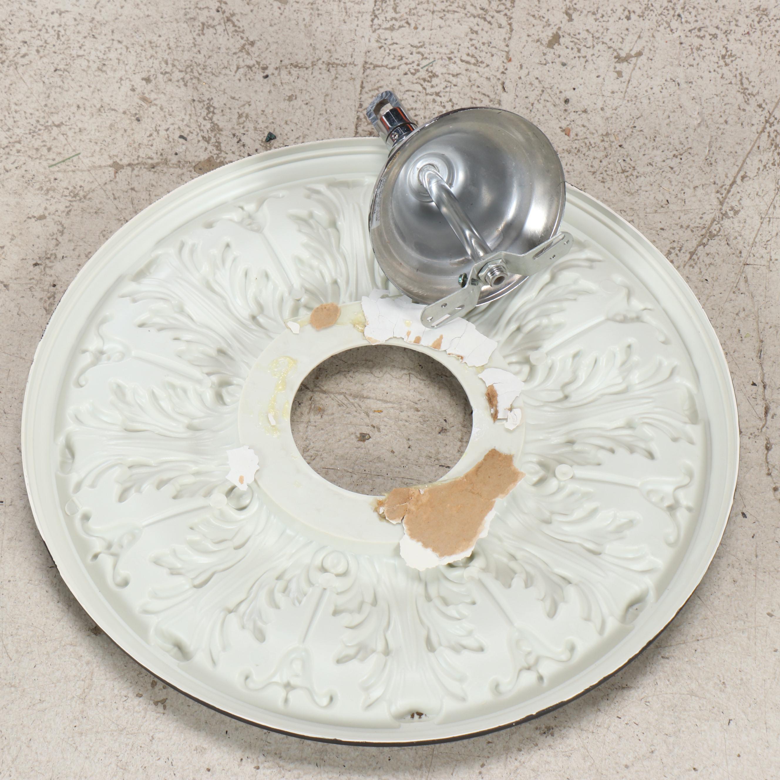 Venetian Style Milk Glass Five-Arm Chandelier