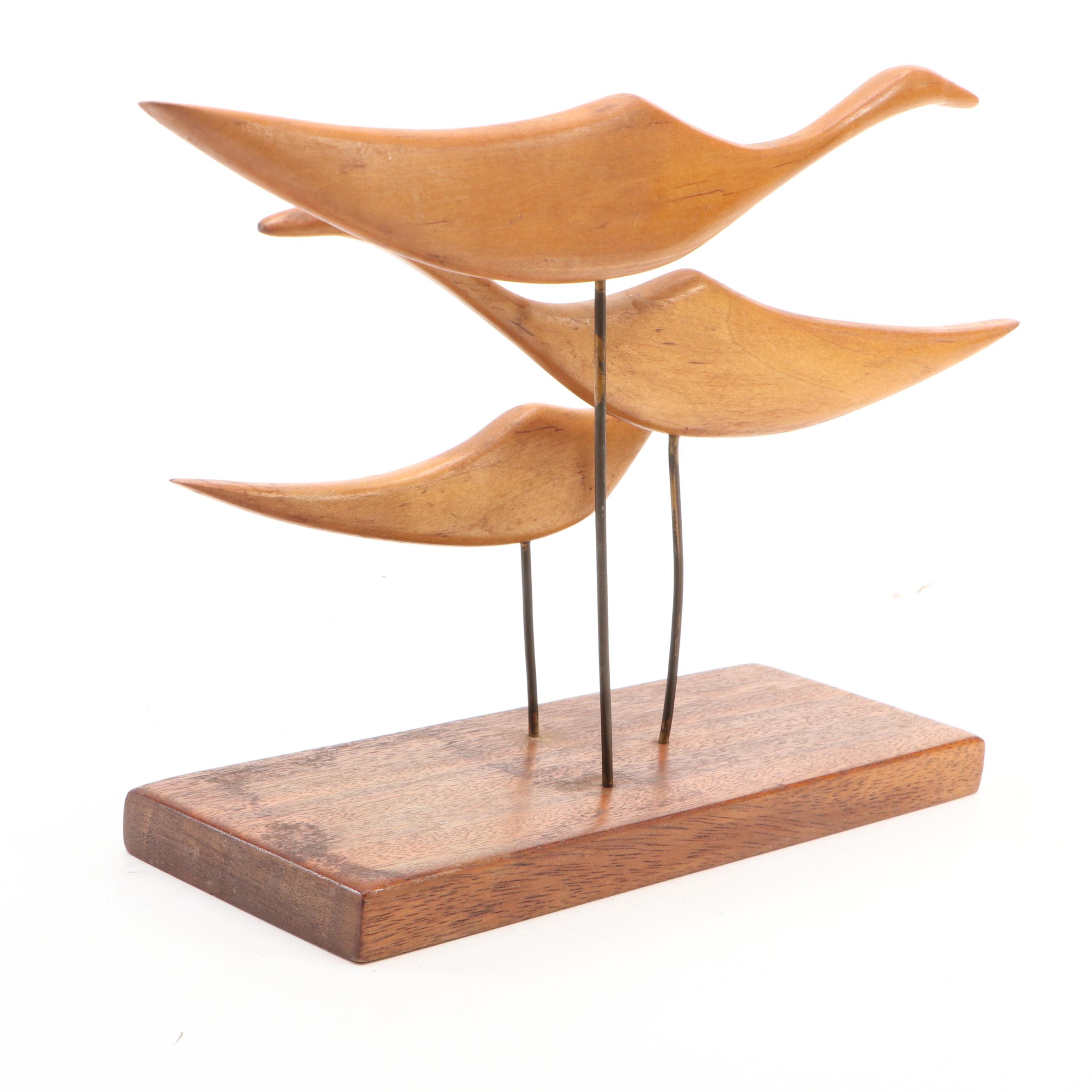 Mid Century Modern Style Carved Wood Bird Sculpture, Mid to Late 20th Century