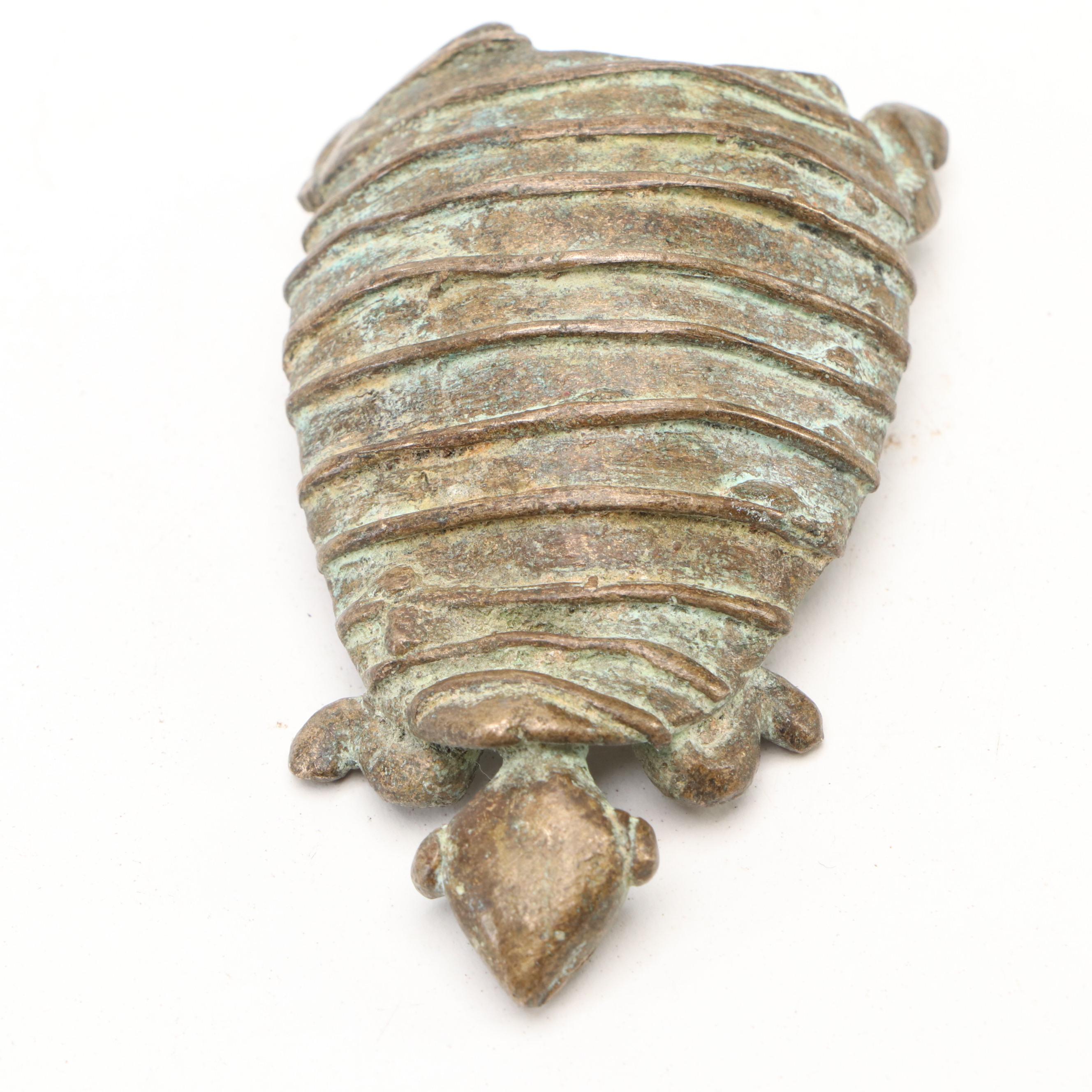 Folk Art Style Cast Metal Turtle Figurine