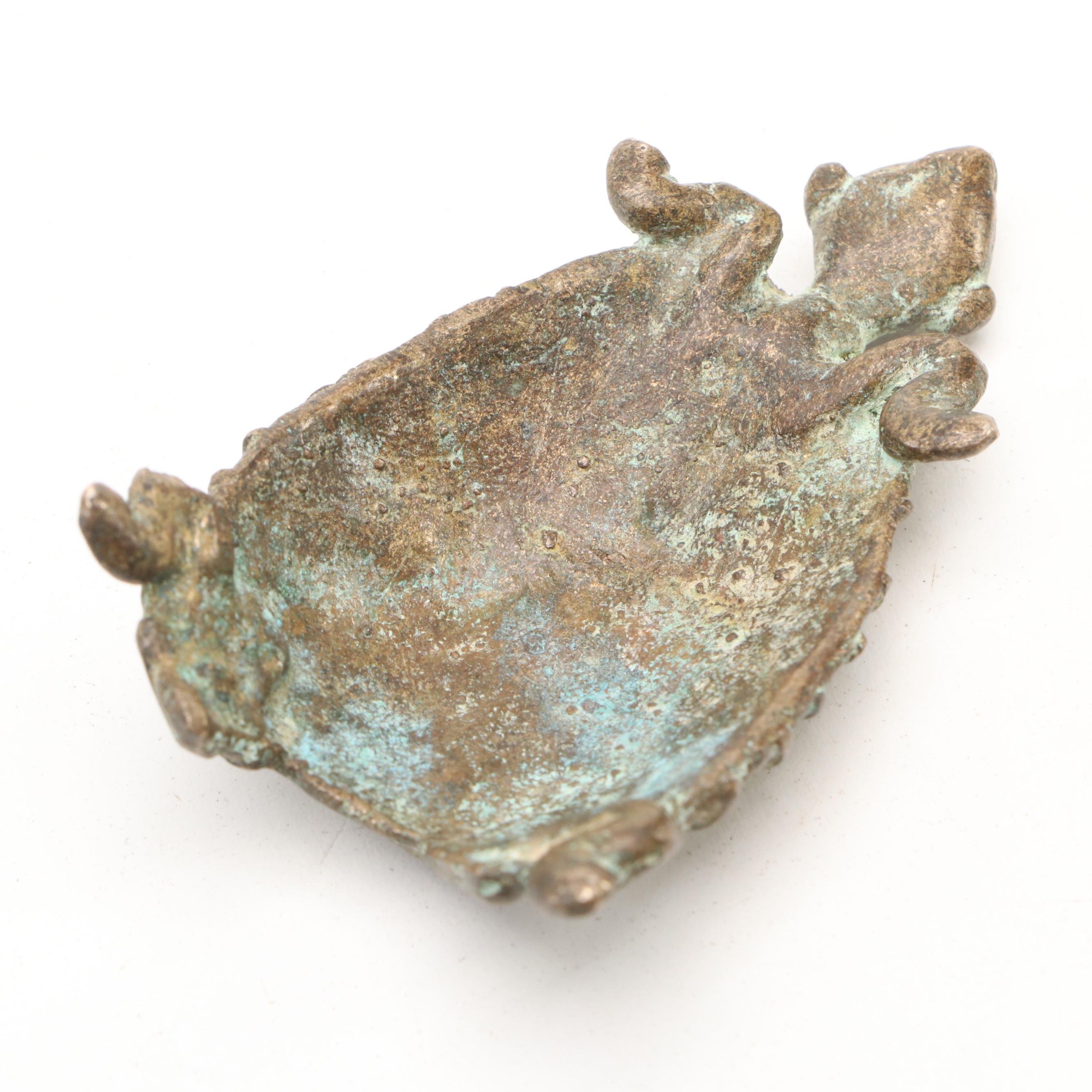 Folk Art Style Cast Metal Turtle Figurine