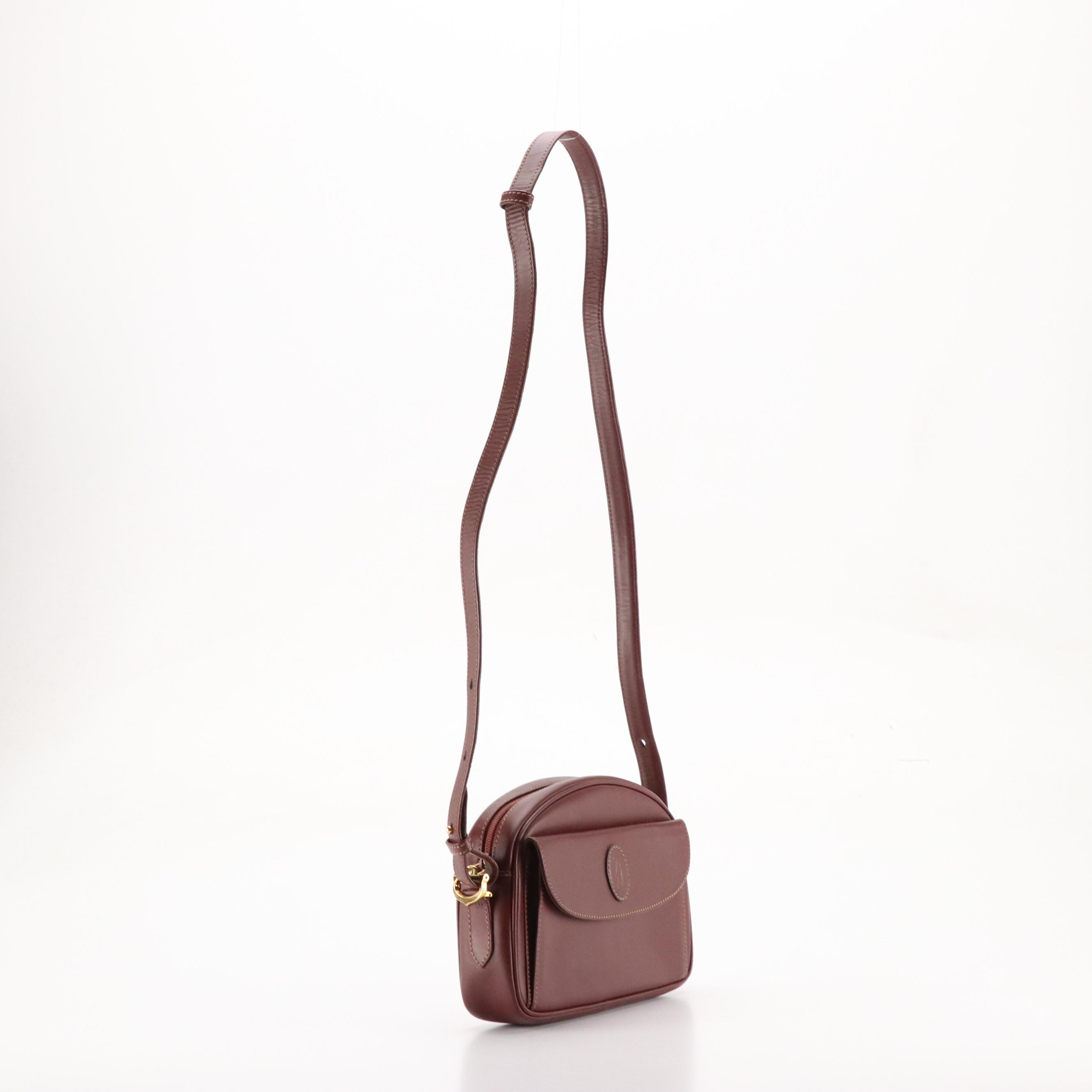 Carter Must de Cartier Front Pocket Crossbody Bag in Burgundy Leather