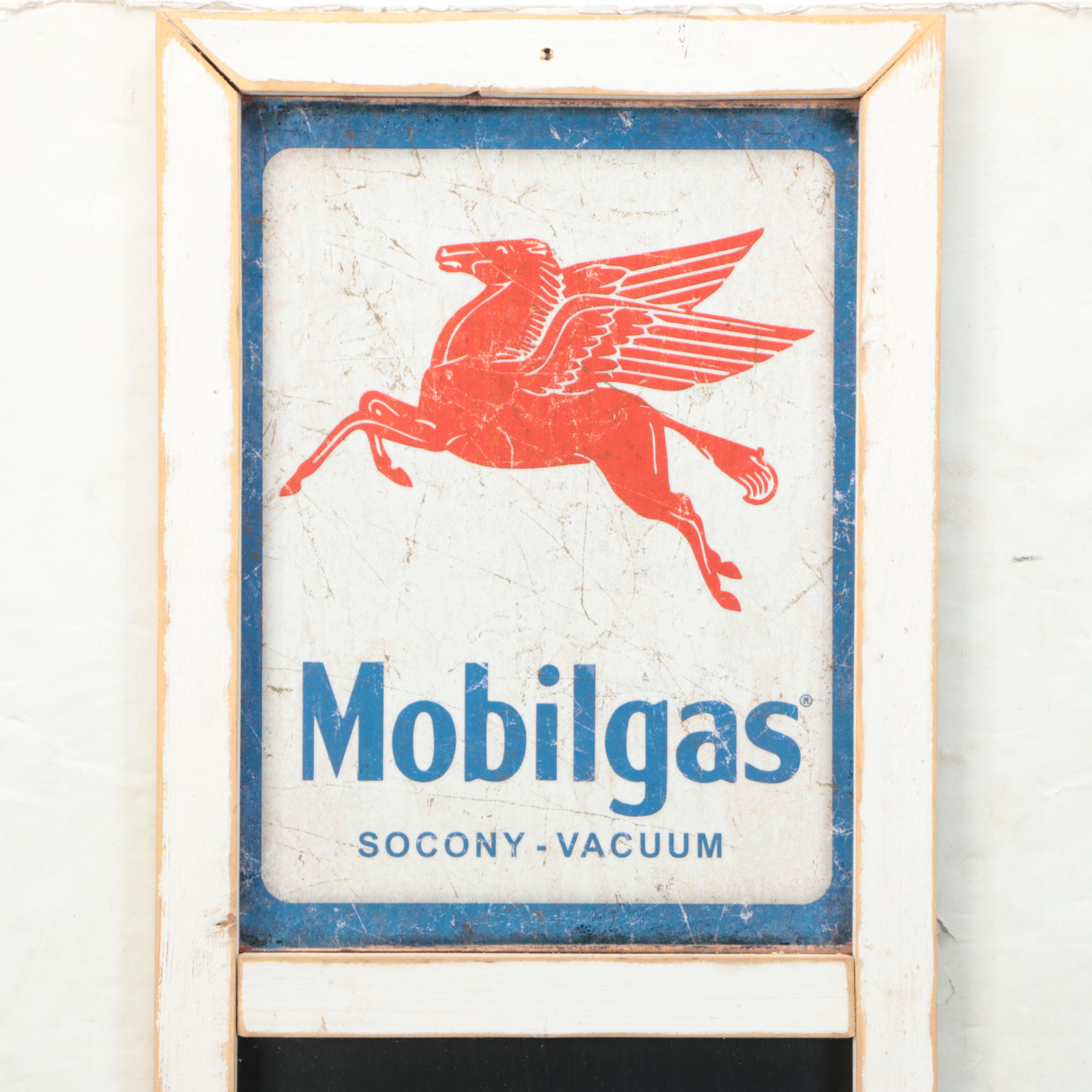 Mobilgas Wooden Advertising Chalkboard Sign, Mid to Late 20th Century