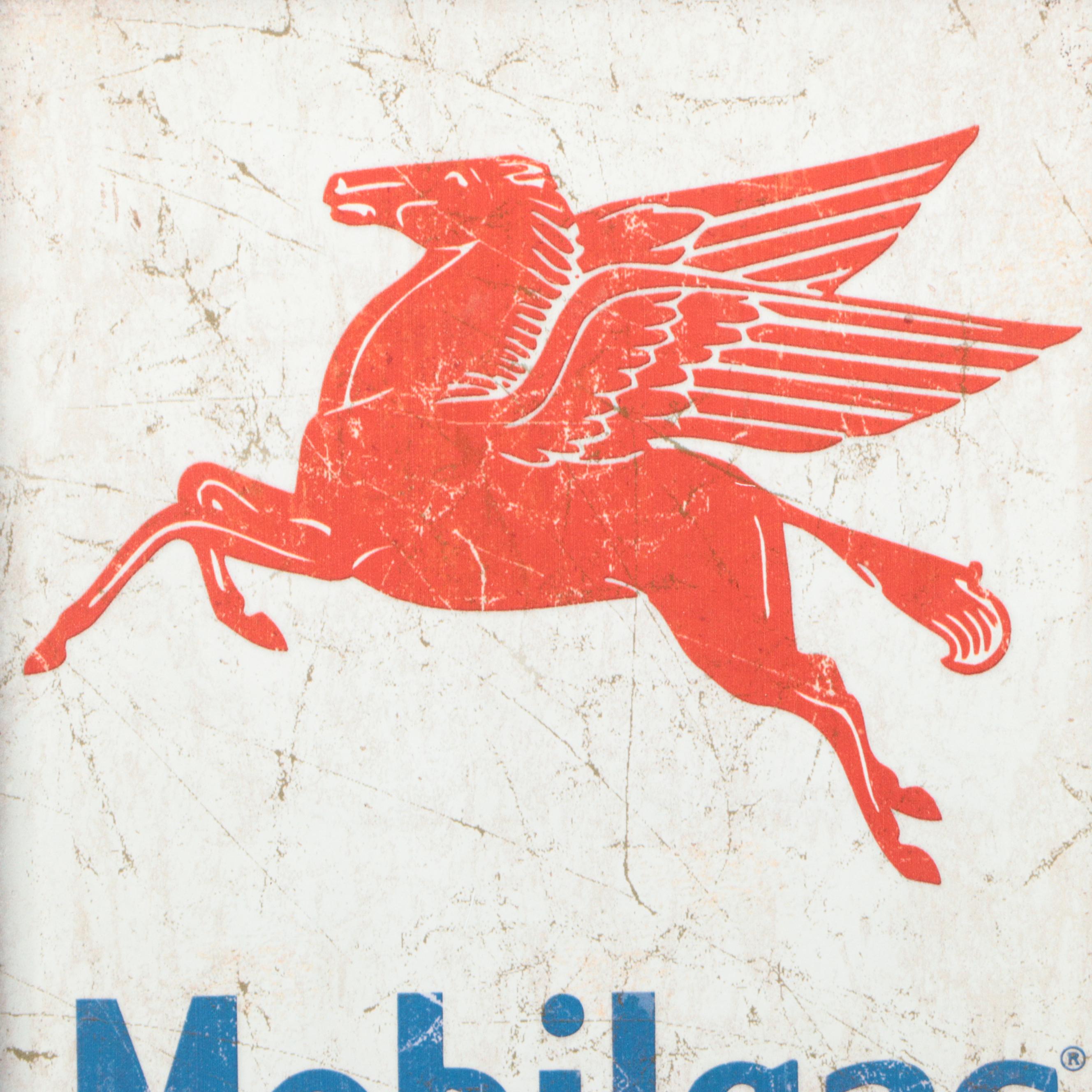 Mobilgas Wooden Advertising Chalkboard Sign, Mid to Late 20th Century