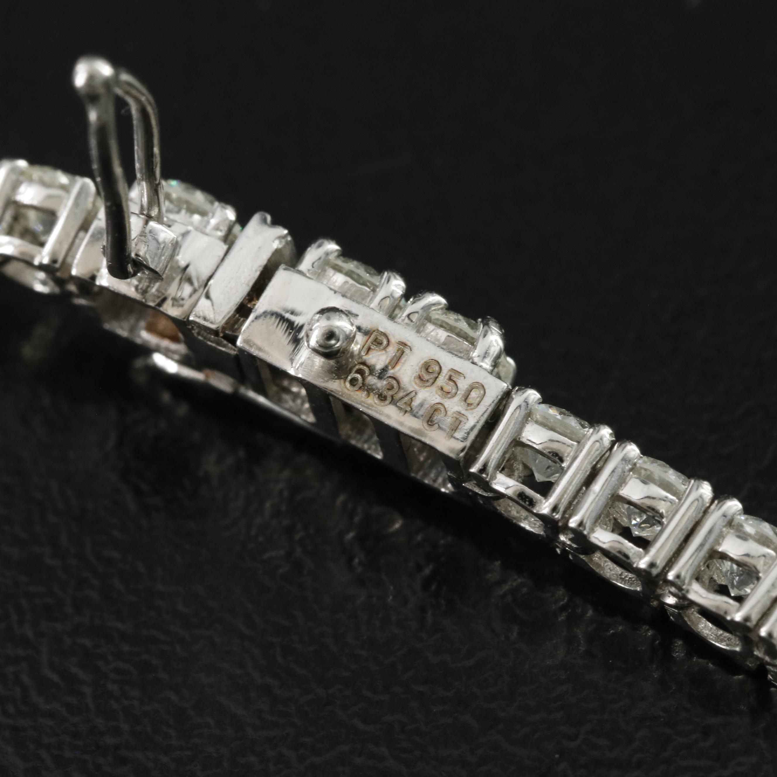 Platinum 6.34 CTW Diamond Line Bracelet