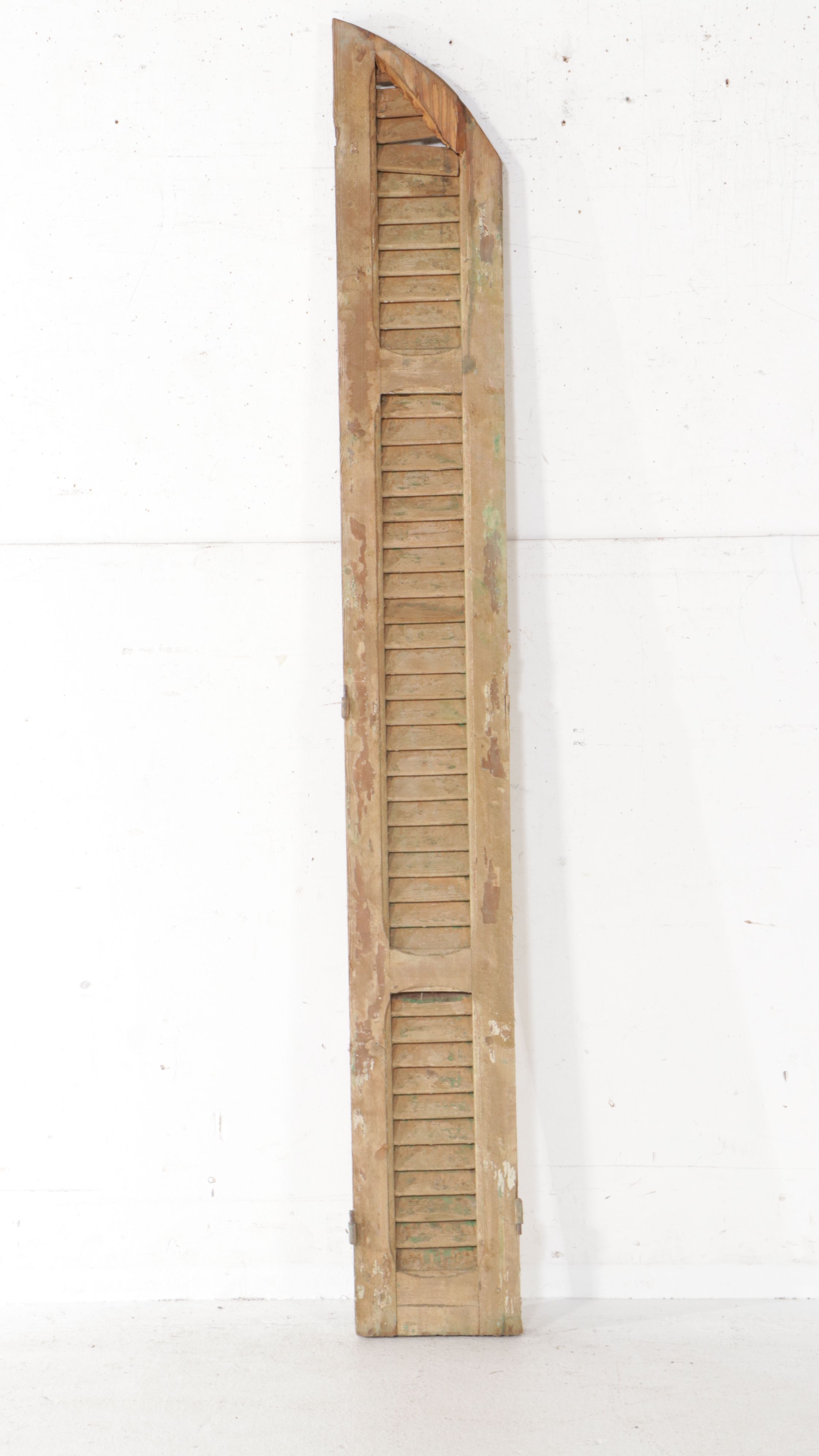 Architectural Salvage Louvered Wood Arched Window Shutters