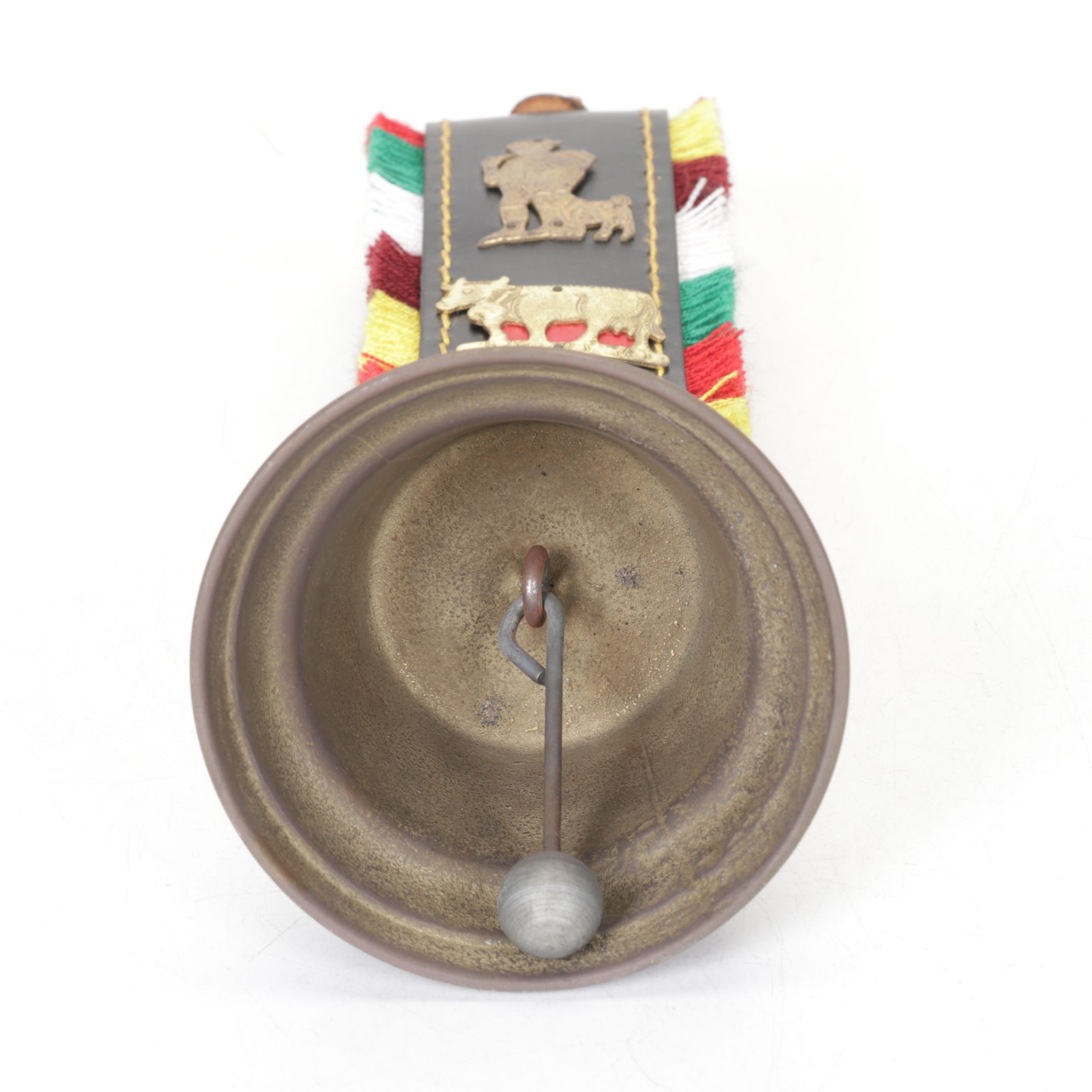 Swiss Cow Bell with Brass & Leather Decorations & More