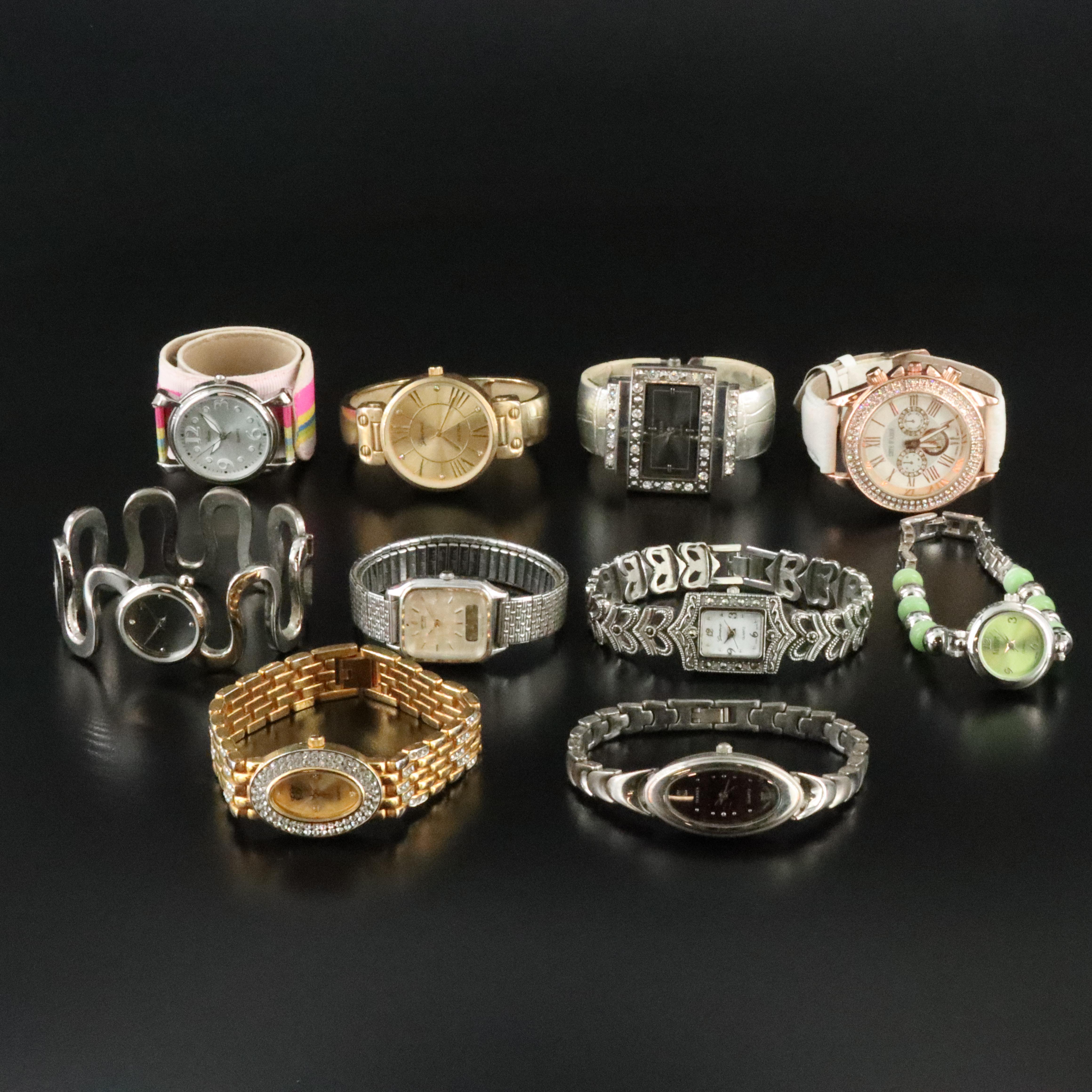 Collection of Quartz Dress Watches Featuring Geneva, Elizabeth Taylor and Milano
