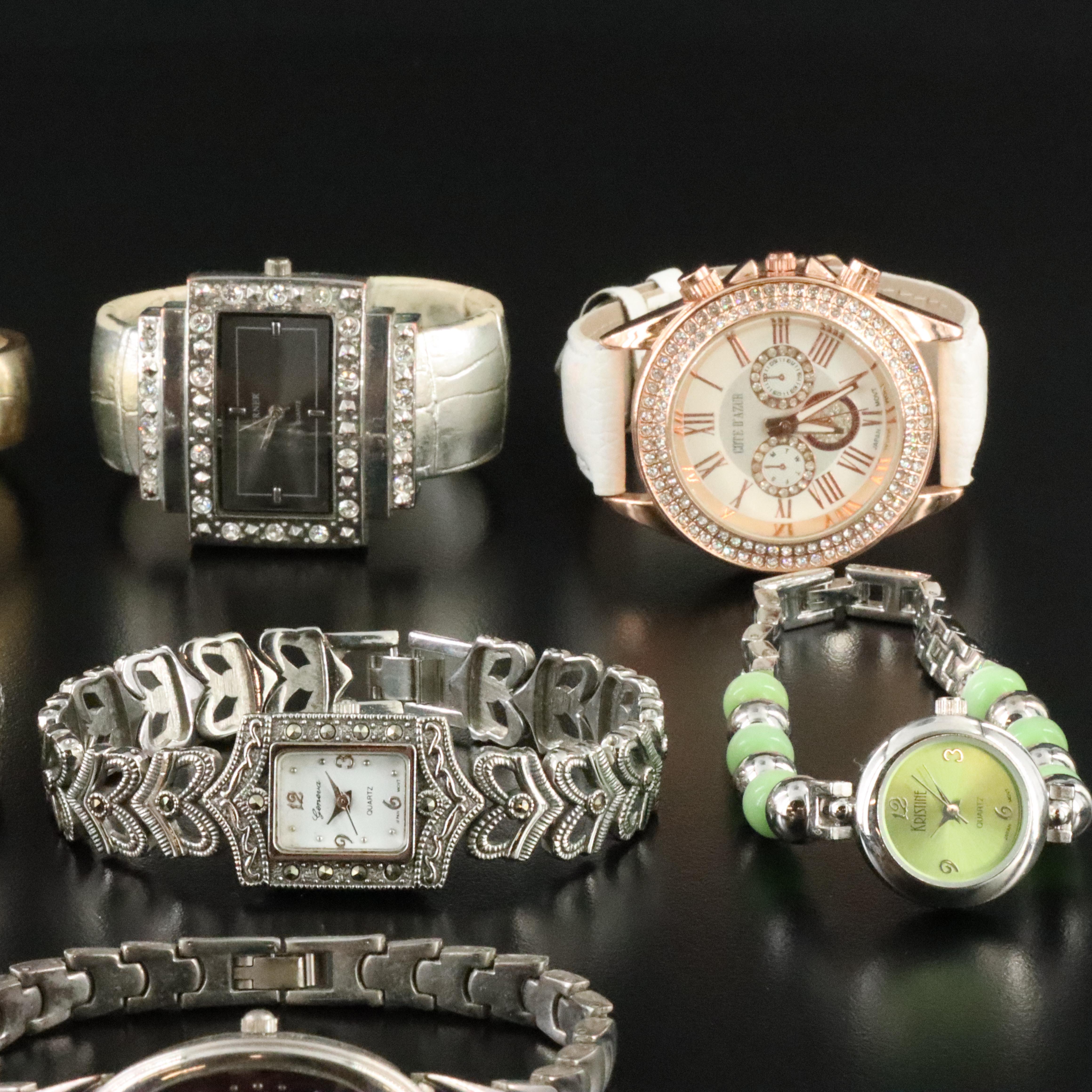 Collection of Quartz Dress Watches Featuring Geneva, Elizabeth Taylor and Milano