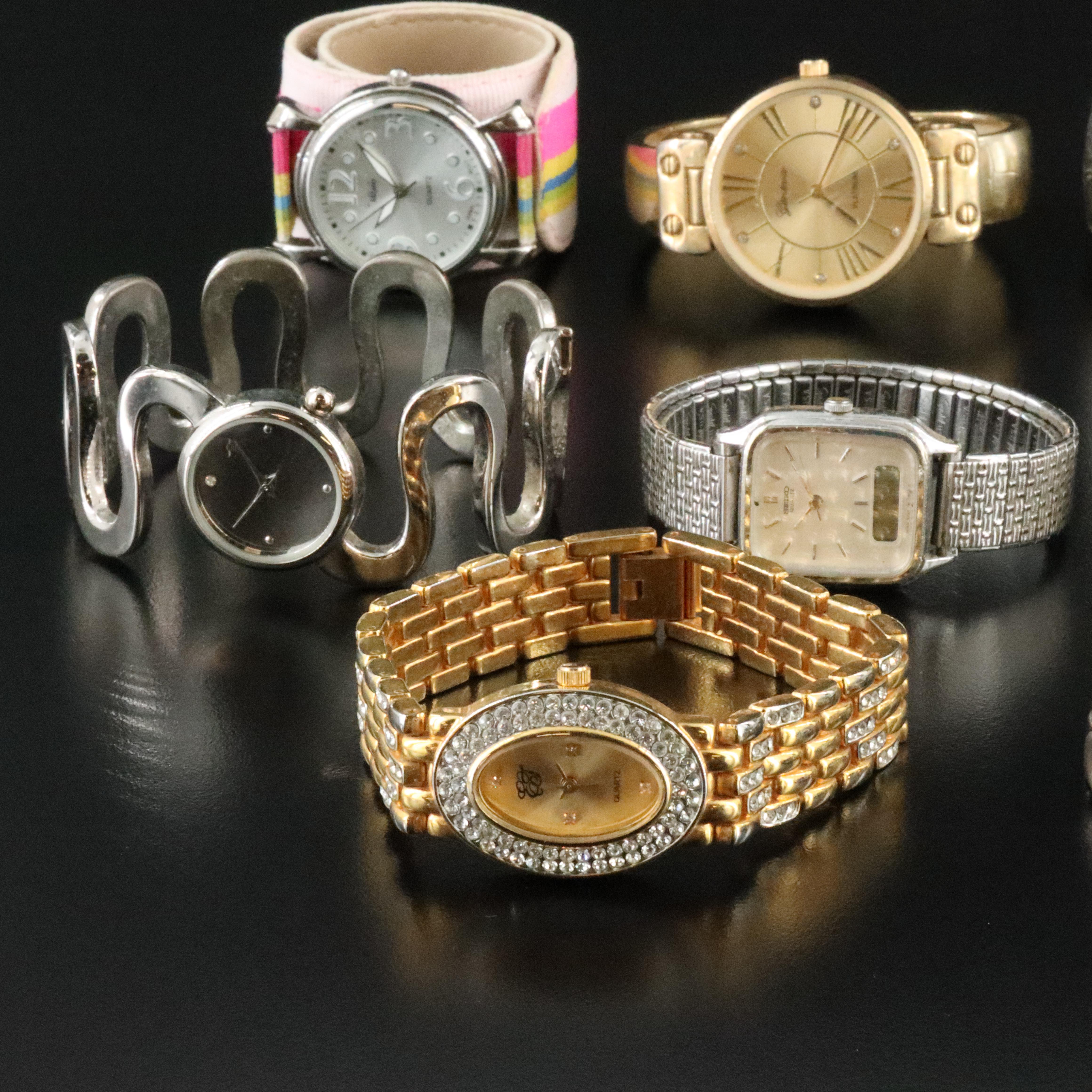 Collection of Quartz Dress Watches Featuring Geneva, Elizabeth Taylor and Milano