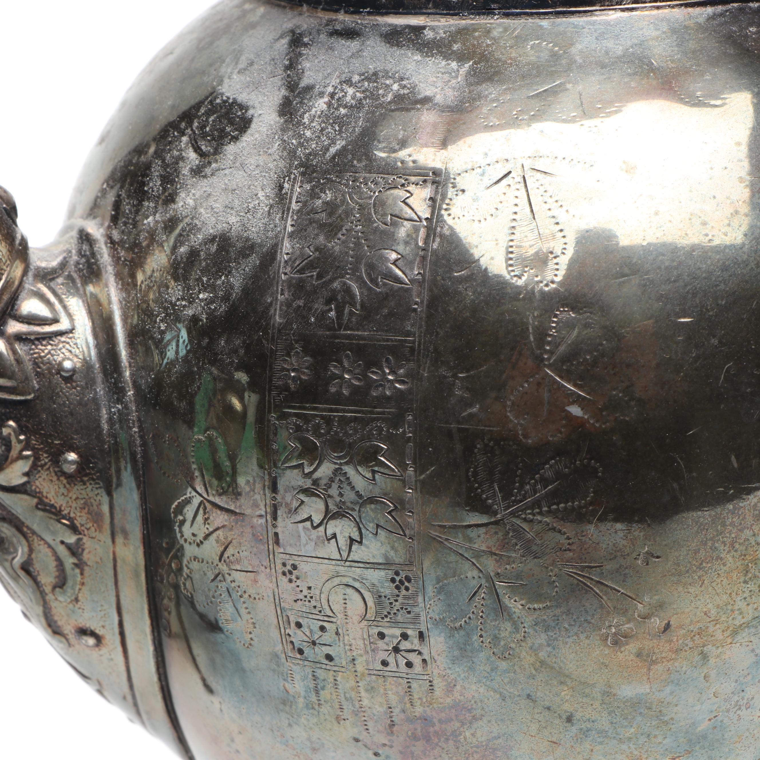 Meriden Britannia Co. Etched Silver Plate Teapots and Other Silver Plate Teaware