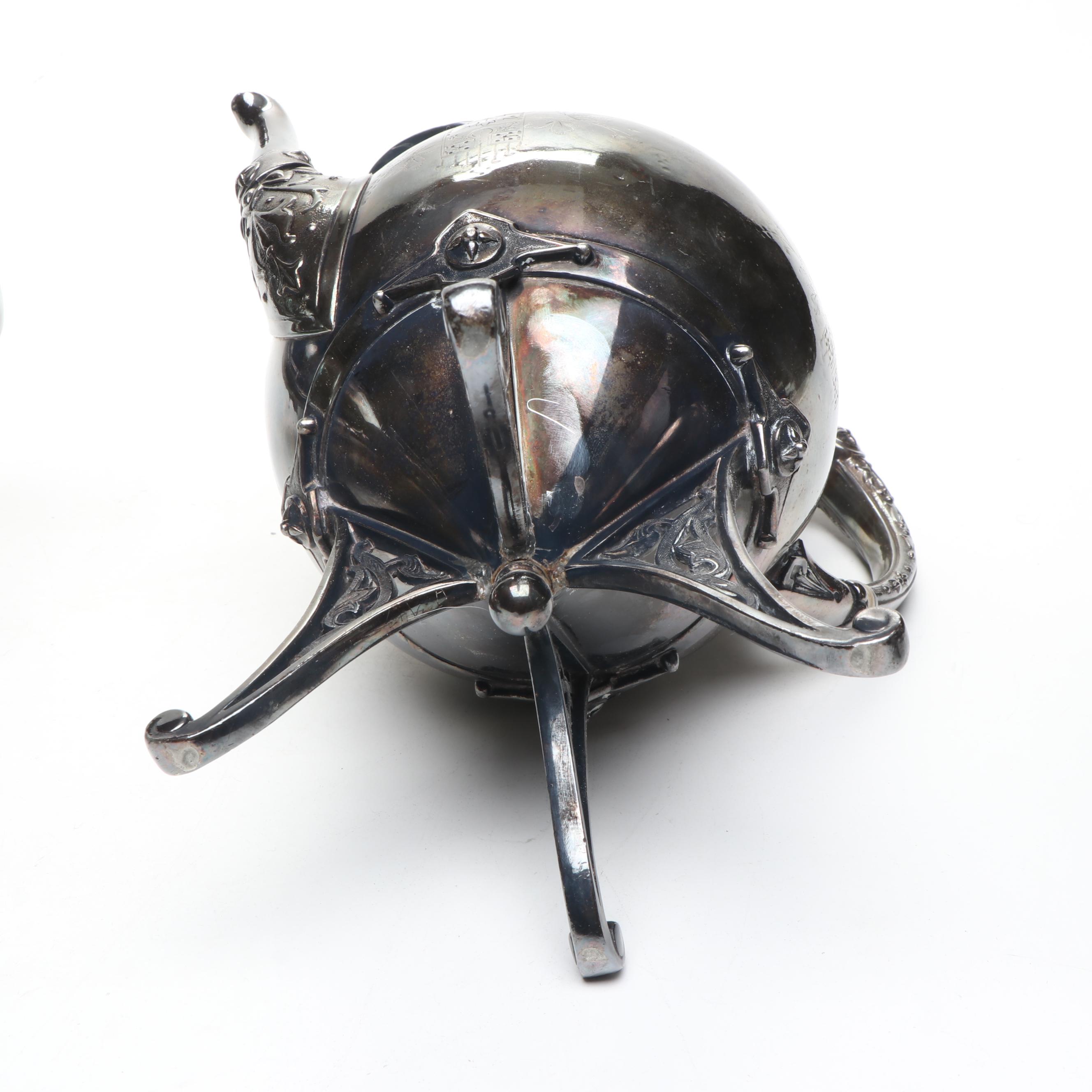 Meriden Britannia Co. Etched Silver Plate Teapots and Other Silver Plate Teaware