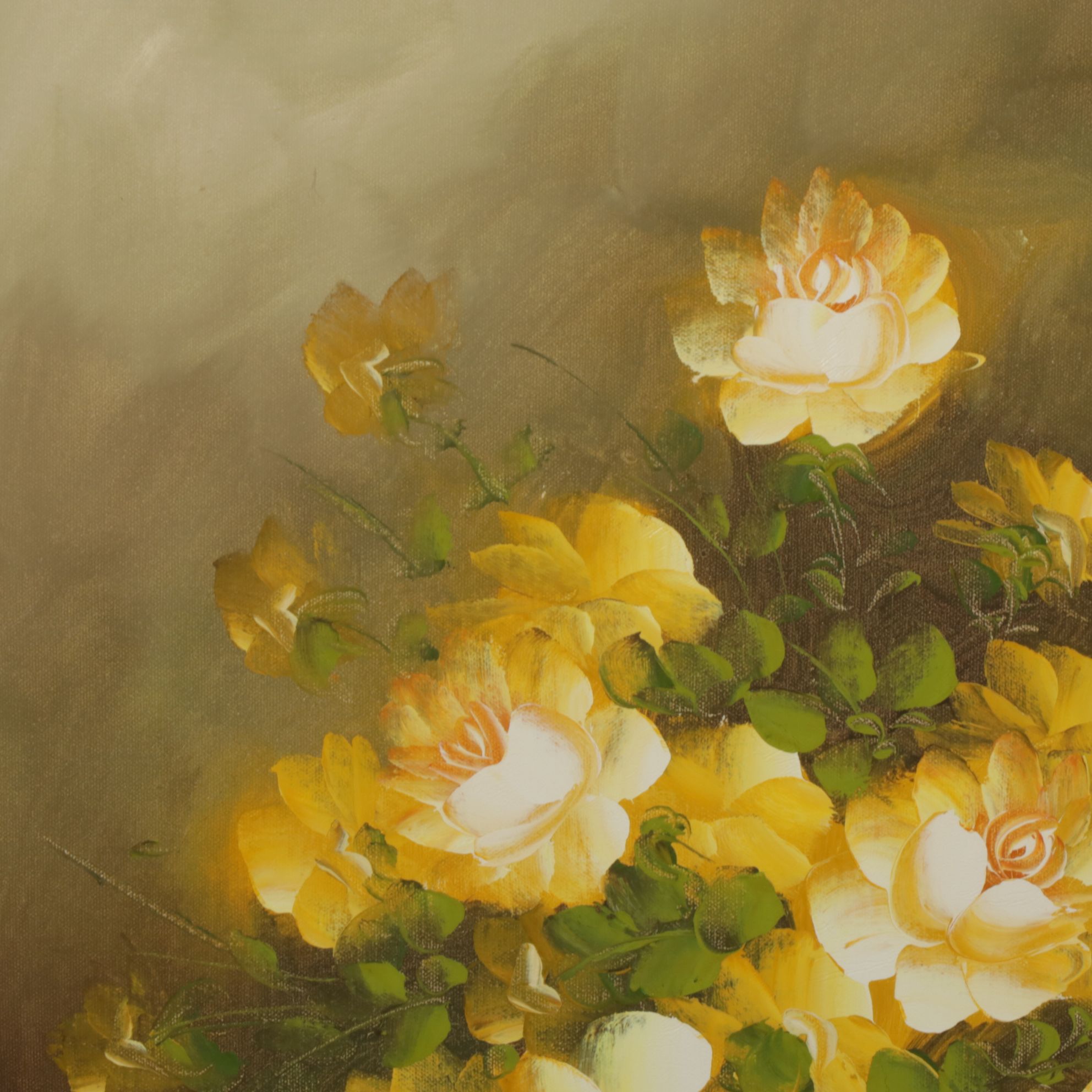 Irene Cox Still Life Oil Painting of Yellow Bouquet of Roses in a Vase
