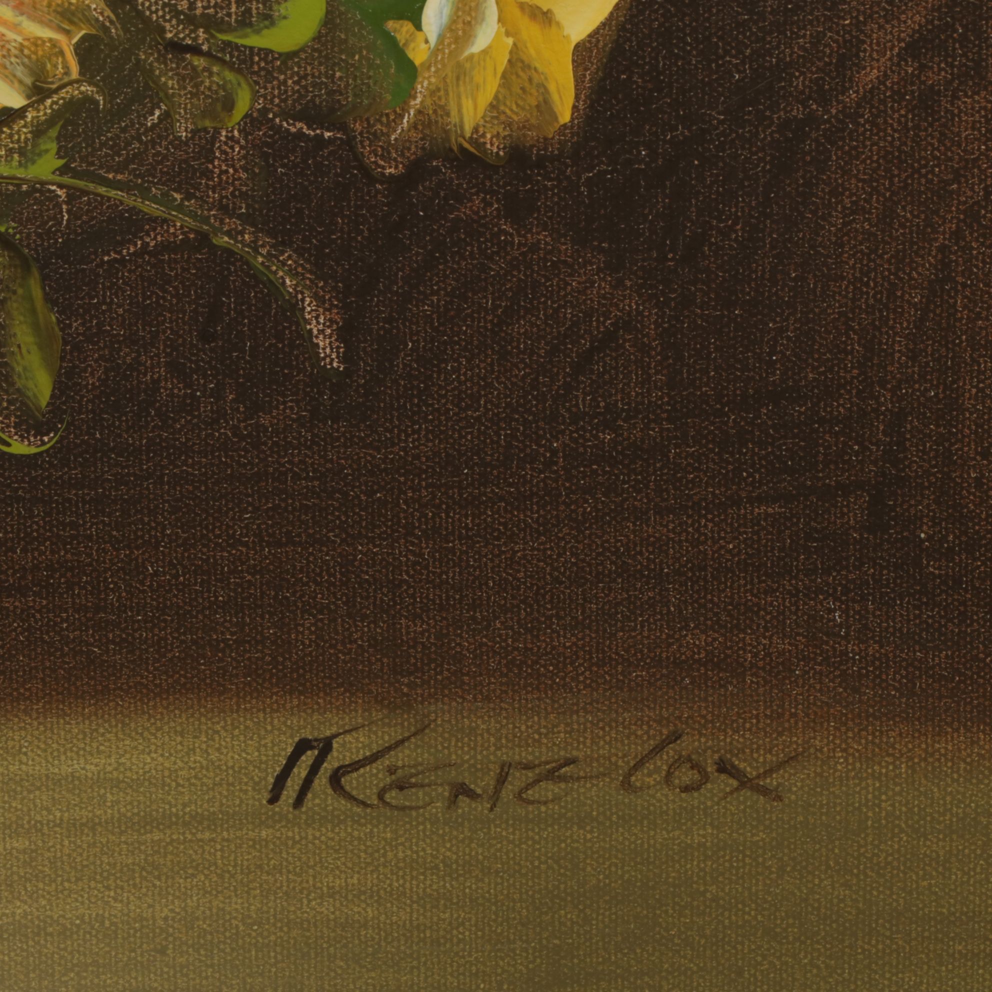 Irene Cox Still Life Oil Painting of Yellow Bouquet of Roses in a Vase