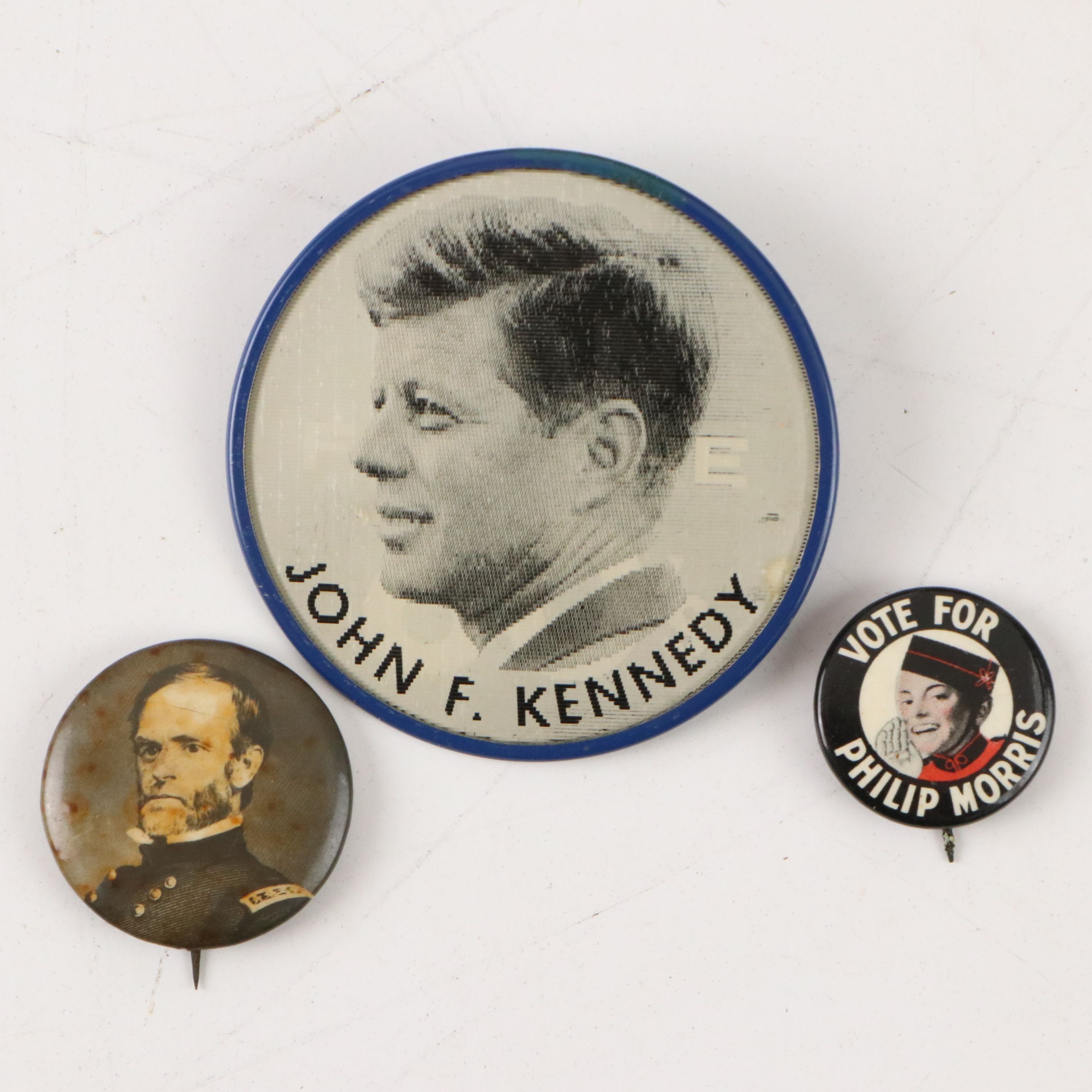 General Sherman, John F. Kennedy and Nixon Pinbacks with Book and More