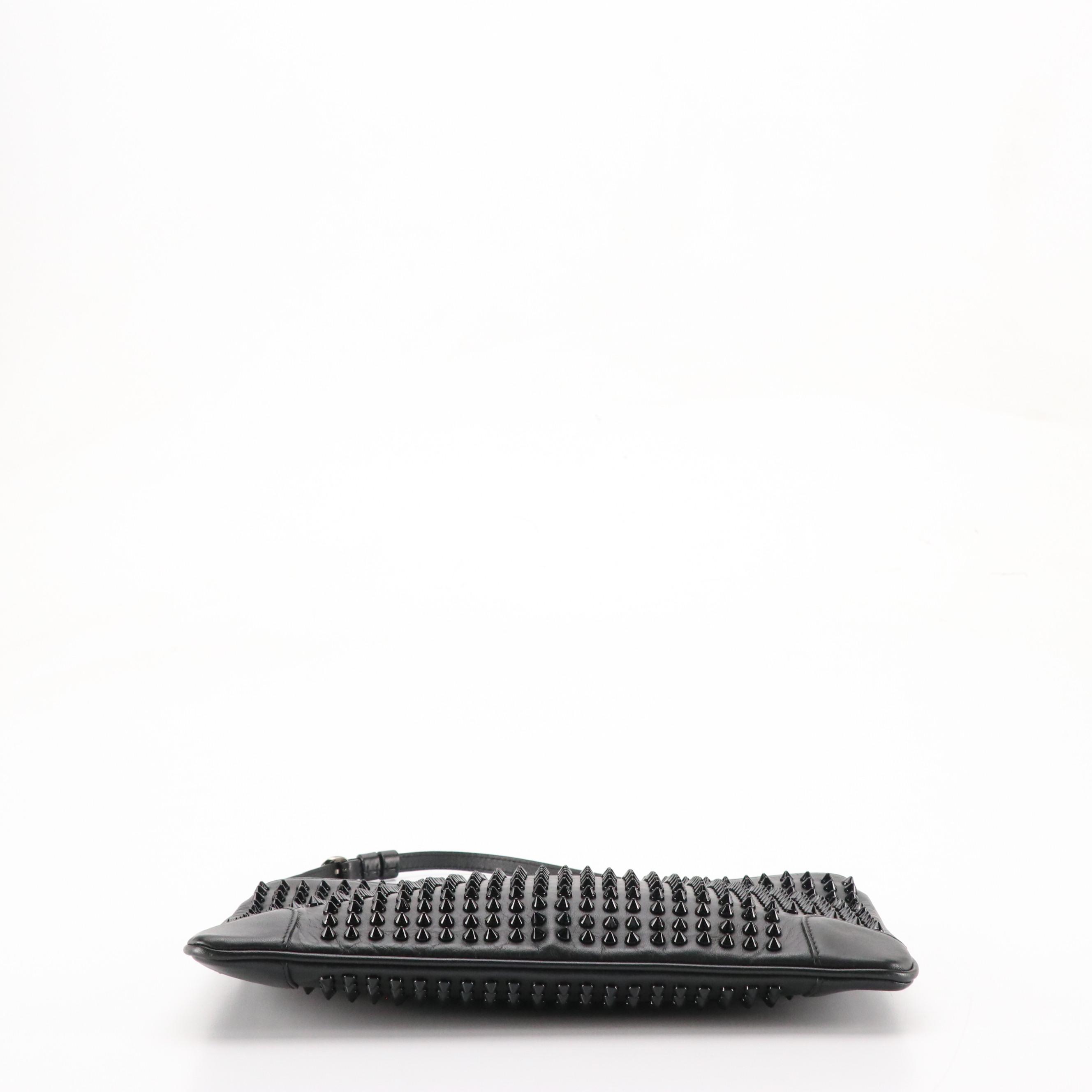 Christian Louboutin Loubiposh Convertible Clutch in Spike Studded Black Calfskin