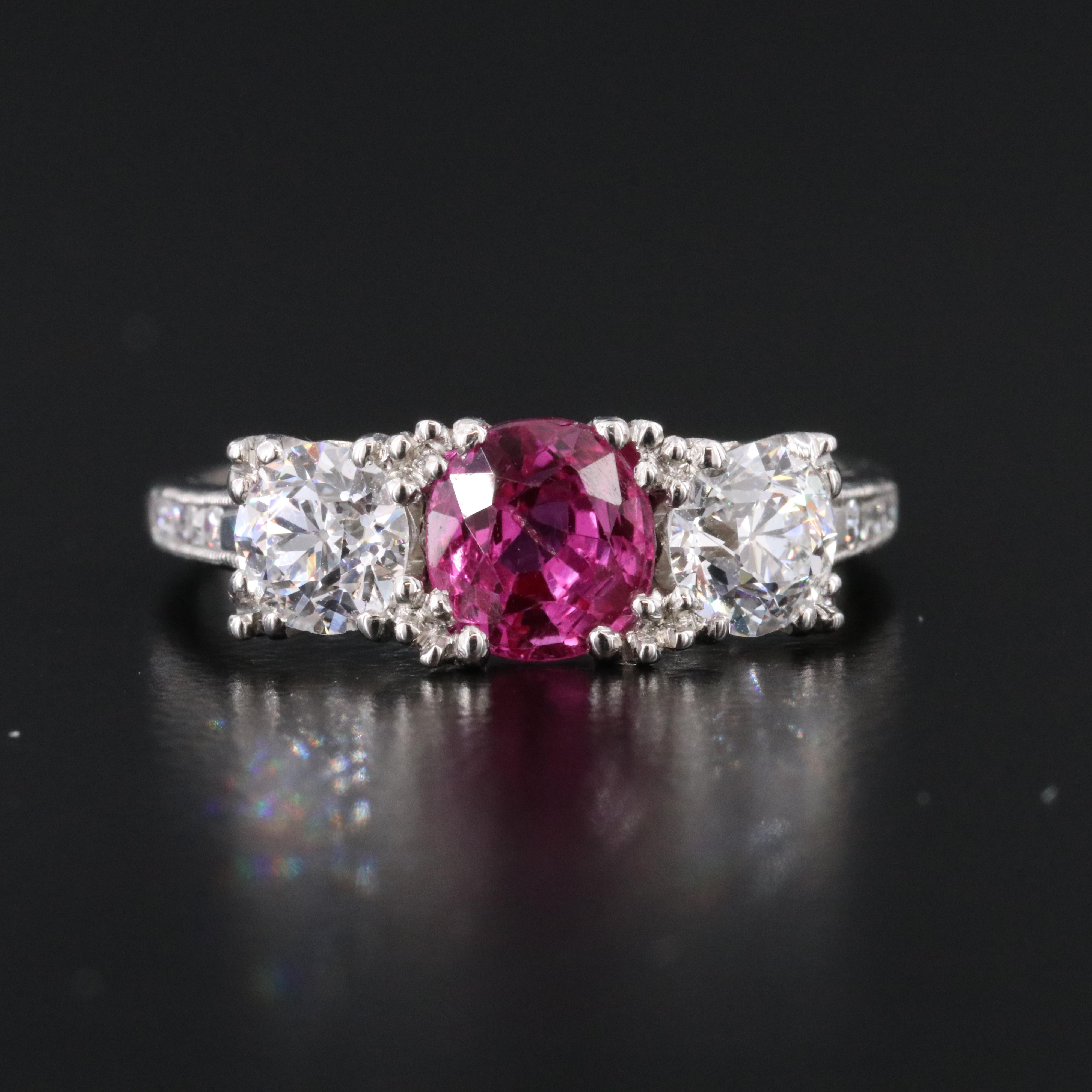 Platinum 1.24 CT Unheated Ceylon Sapphire and Diamond Ring, Online GIA Report