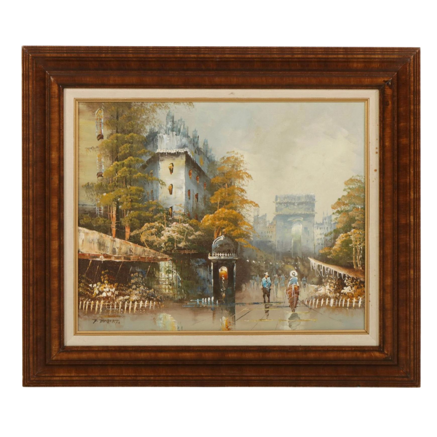 Paul Rambert Impressionist Parisian Cityscape Oil Painting with Arc de Triomphe