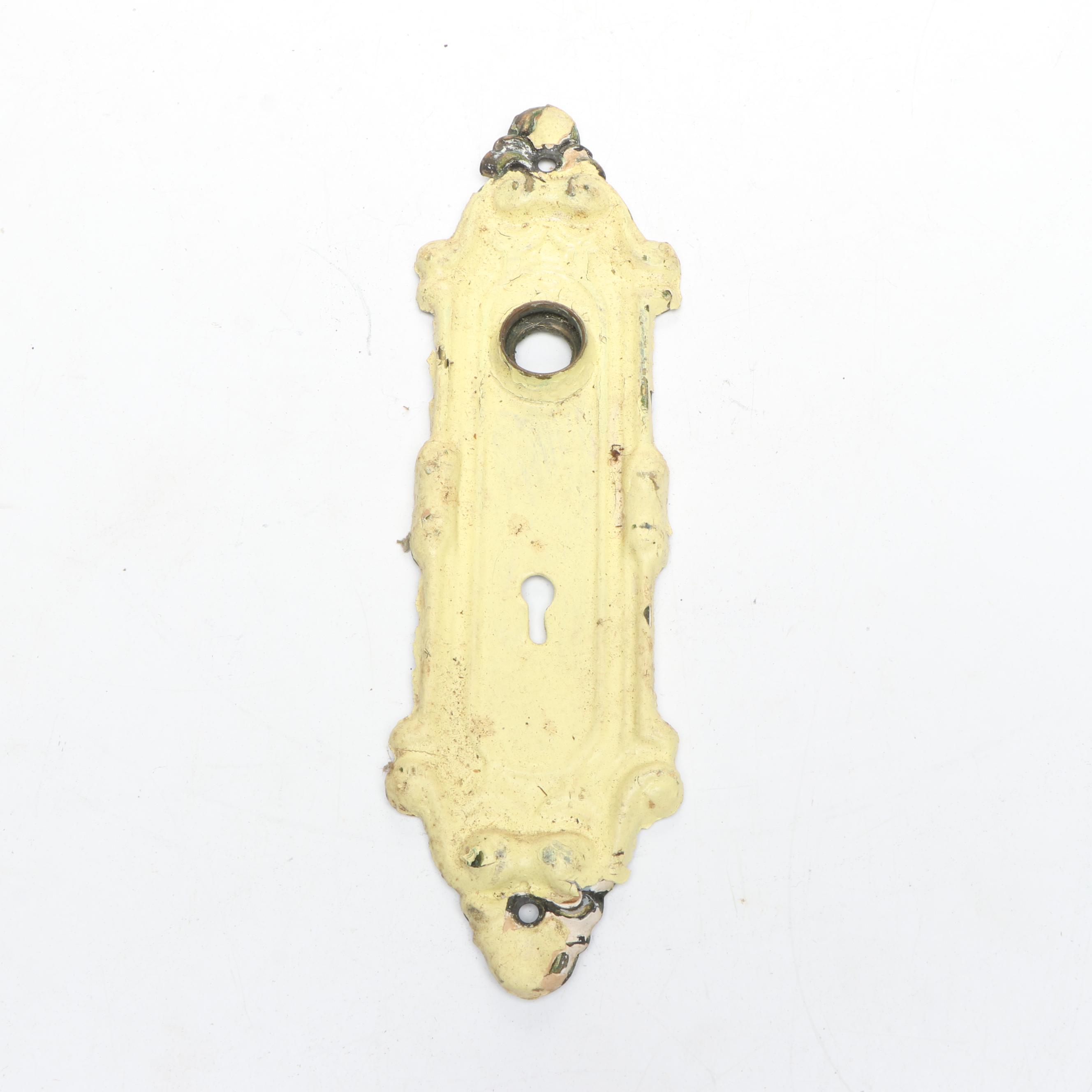 Assortment of Vintage Brass, Metal, and Wood Doorknobs with Cast Iron Locks