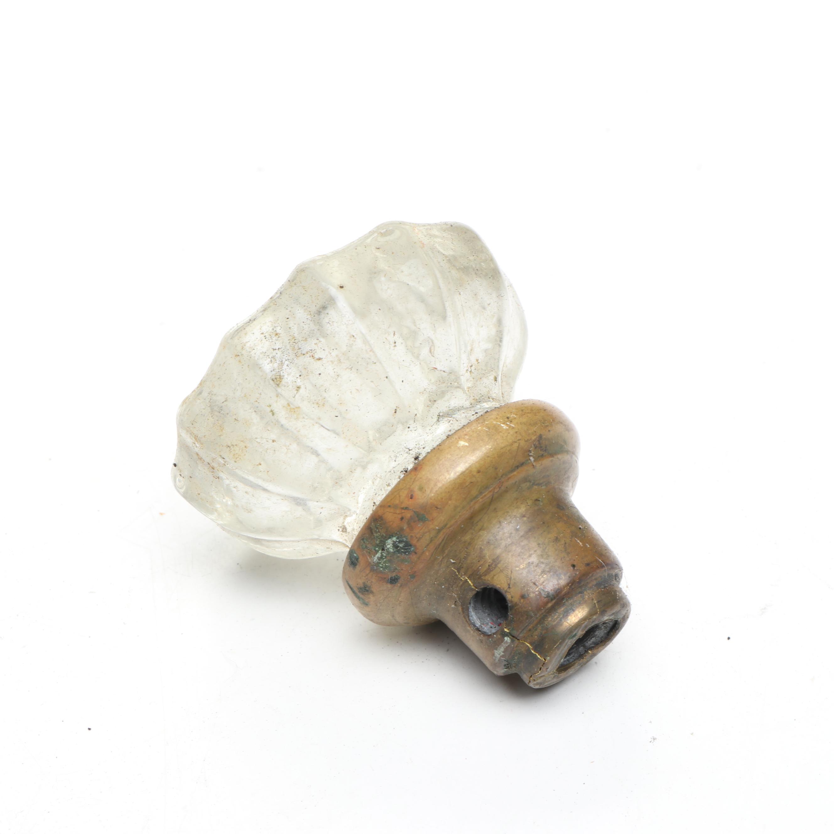 Assortment of Vintage Brass, Metal, and Wood Doorknobs with Cast Iron Locks