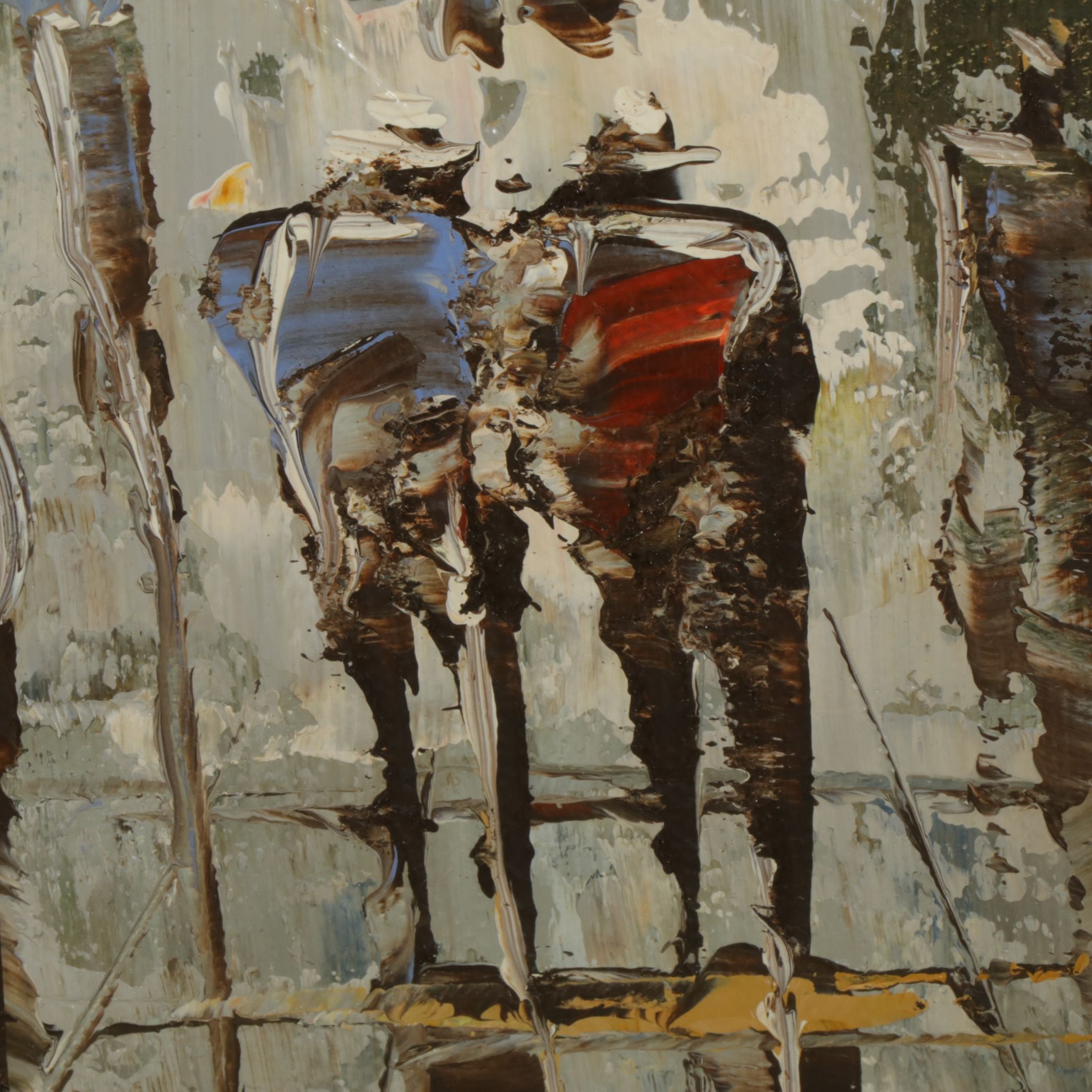 Emerson Impressionist Oil Painting of Patrons and Parisian Storefronts