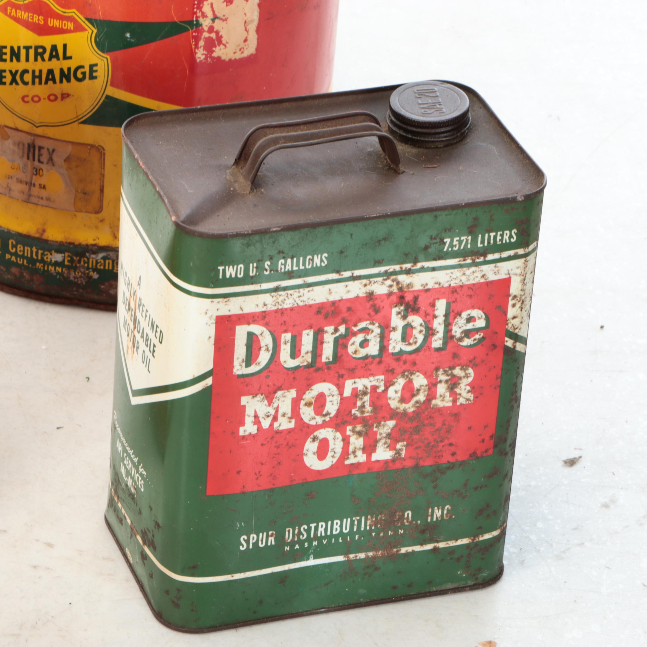 Farmers Union Central Exchange Co-Op with Other Oil Cans, Mid-20th Century