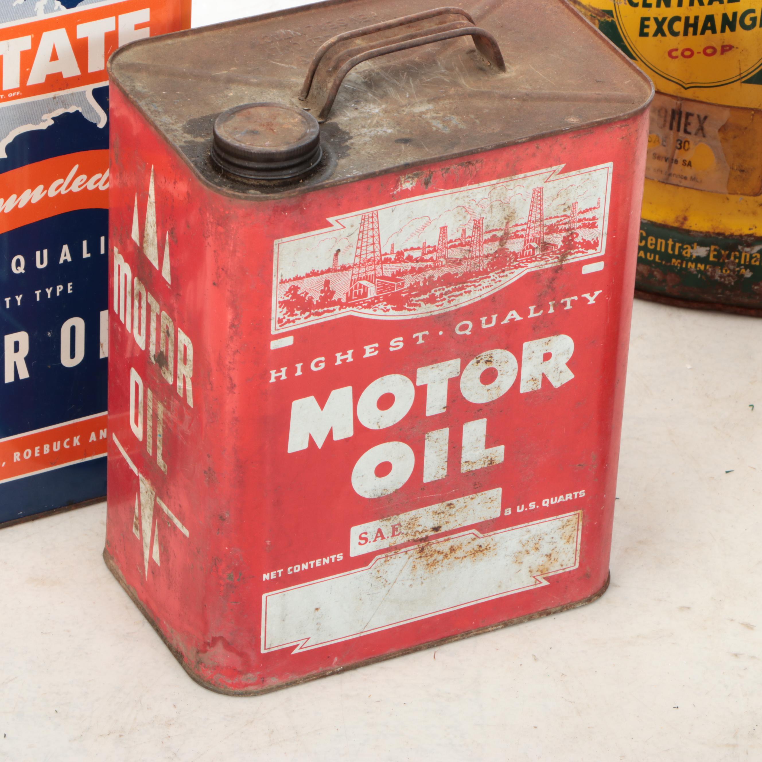 Farmers Union Central Exchange Co-Op with Other Oil Cans, Mid-20th Century