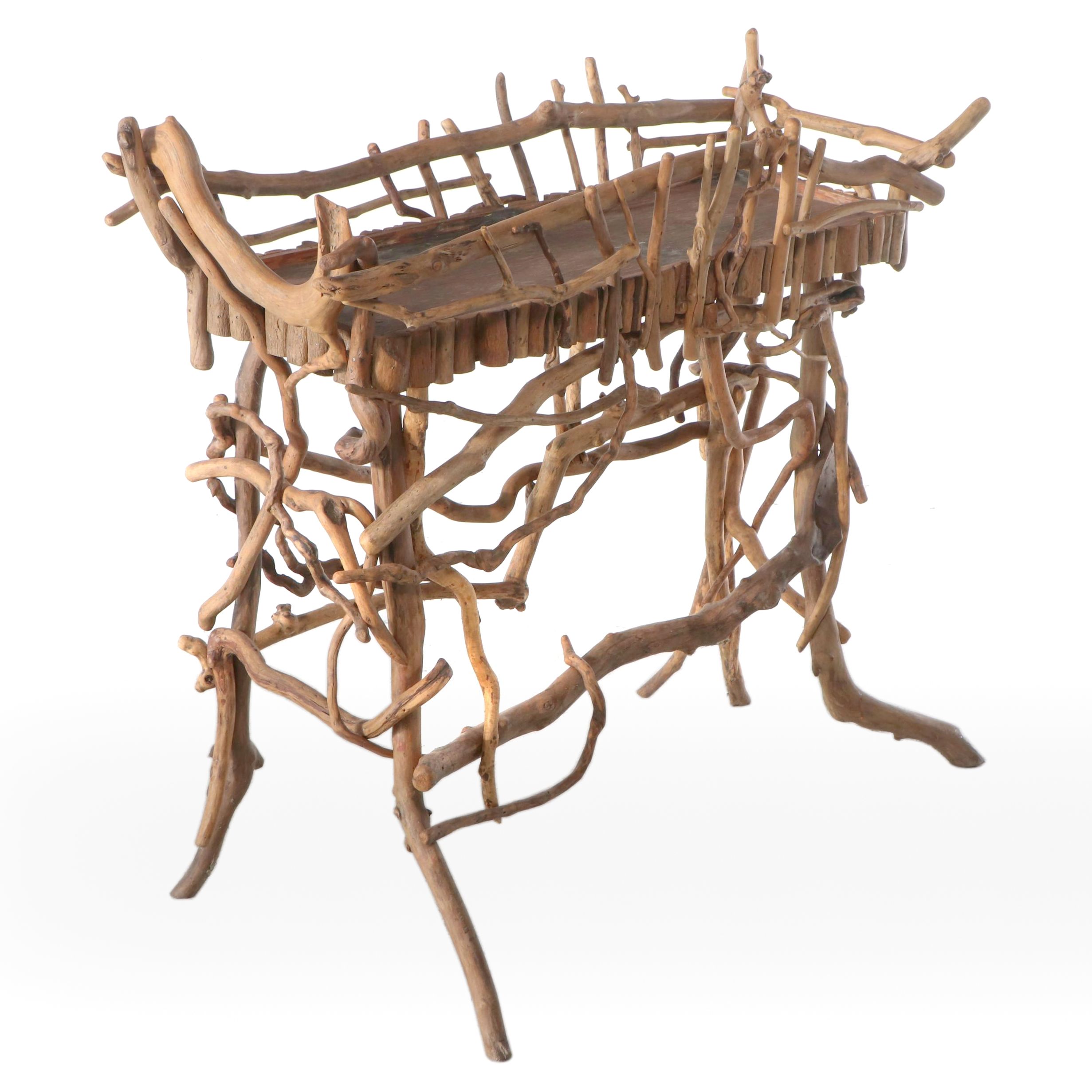 Robert Beaven Adirondack Style Handcrafted Root Wood Plant Stand