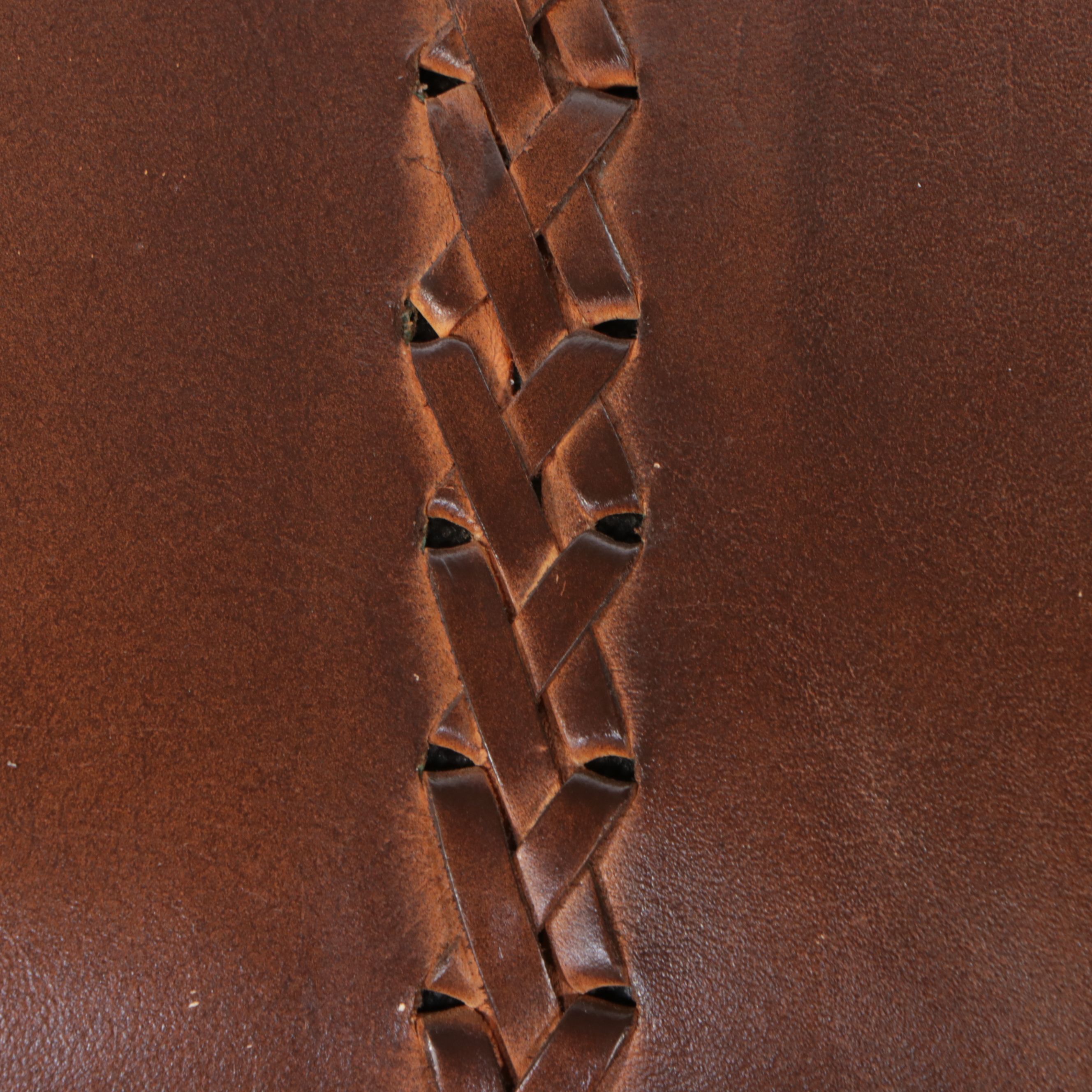 Grandin Road "Augusto" Leather and Teak Bench