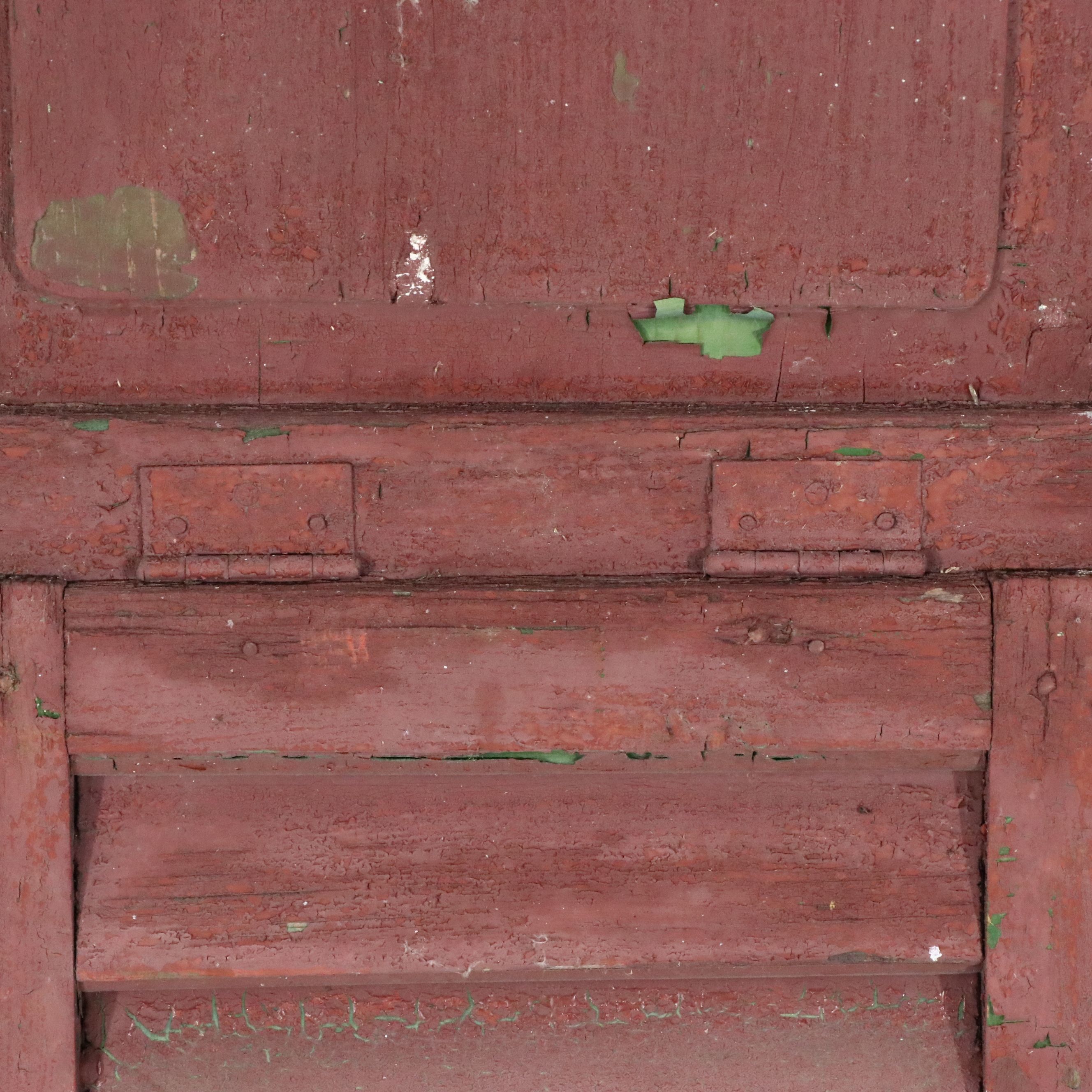 Pair of Vintage Red-Painted Wood Louvered Shutters