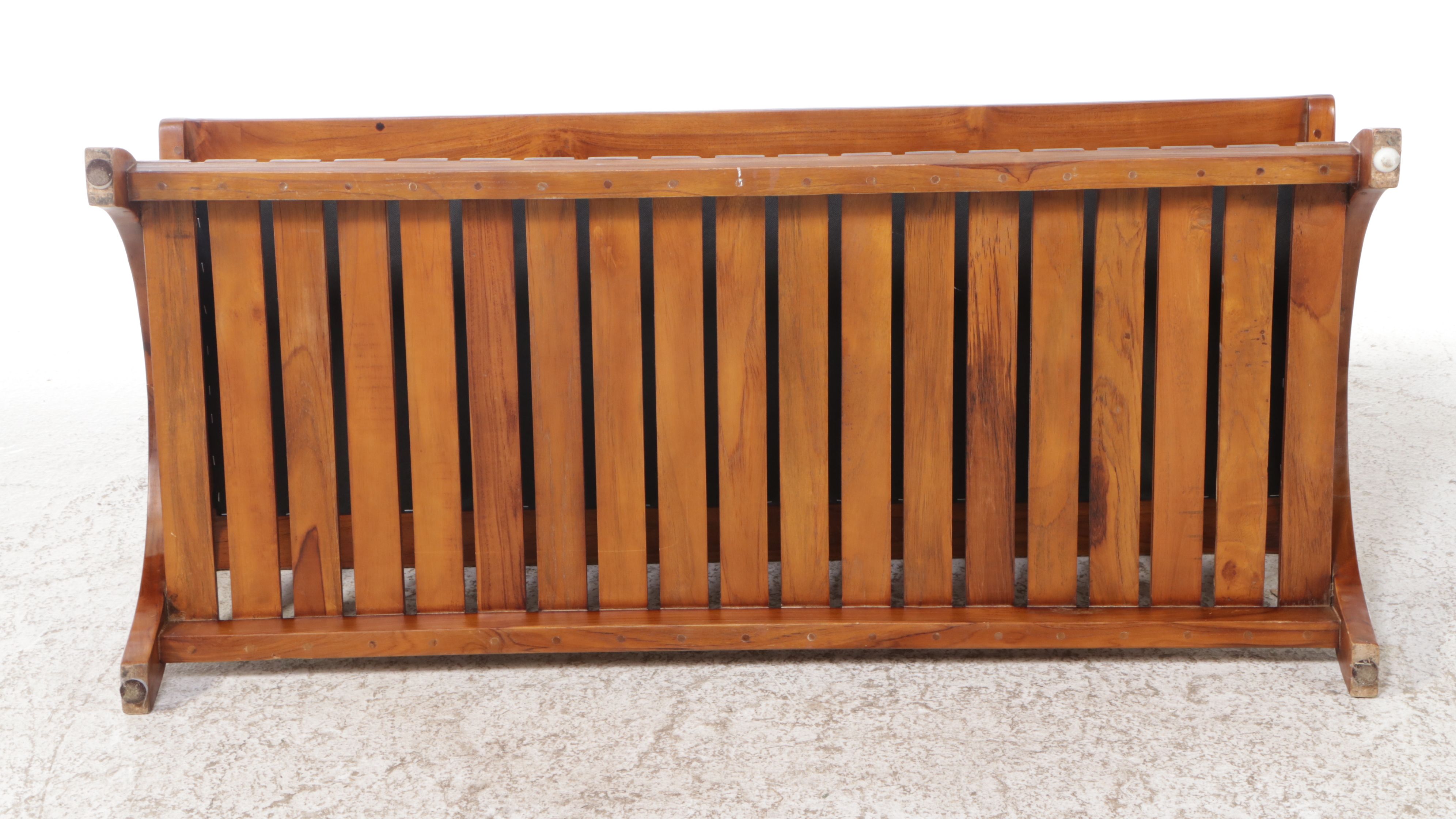 Grandin Road "Augusto" Leather and Teak Bench