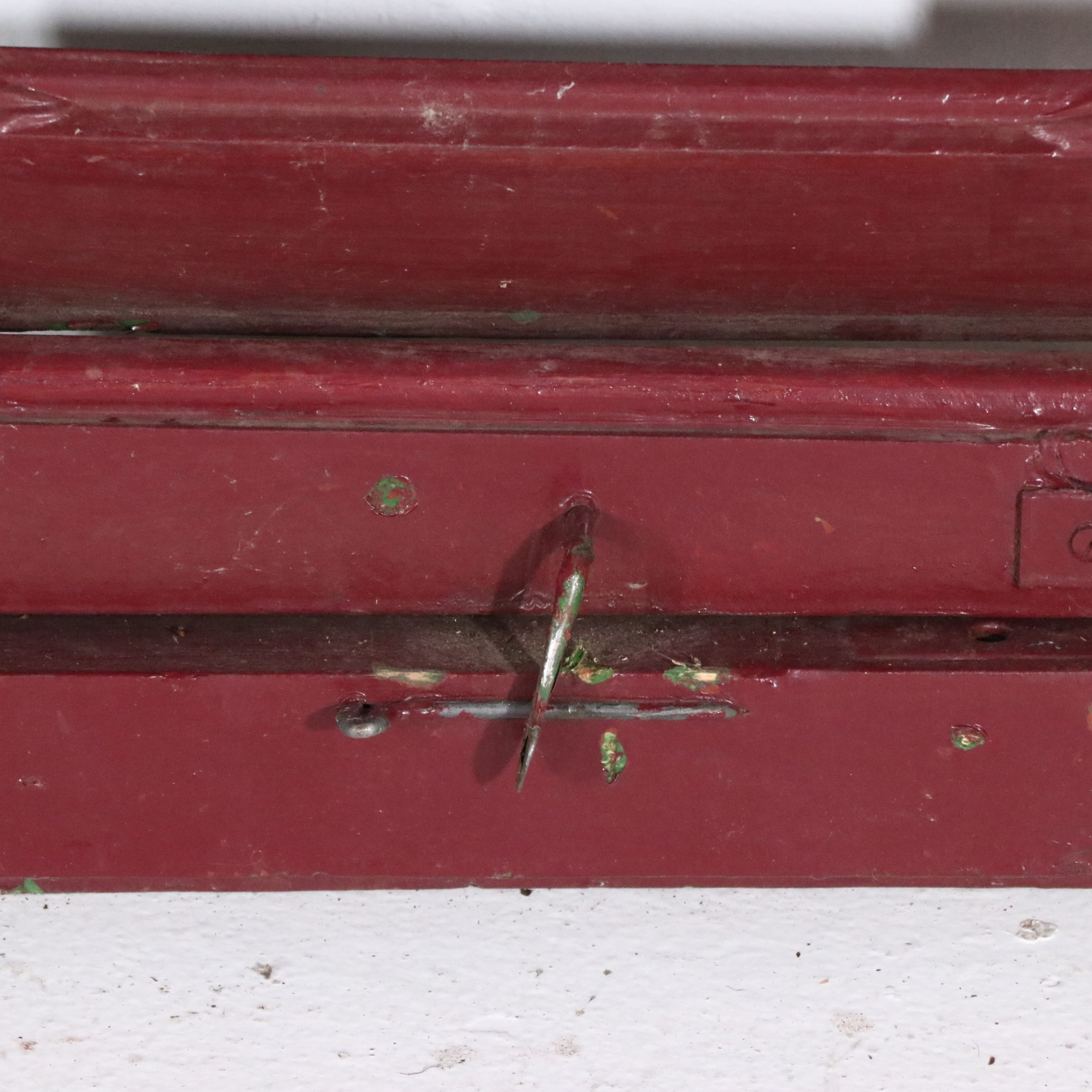 Pair of Vintage Red-Painted Wood Louvered Shutters
