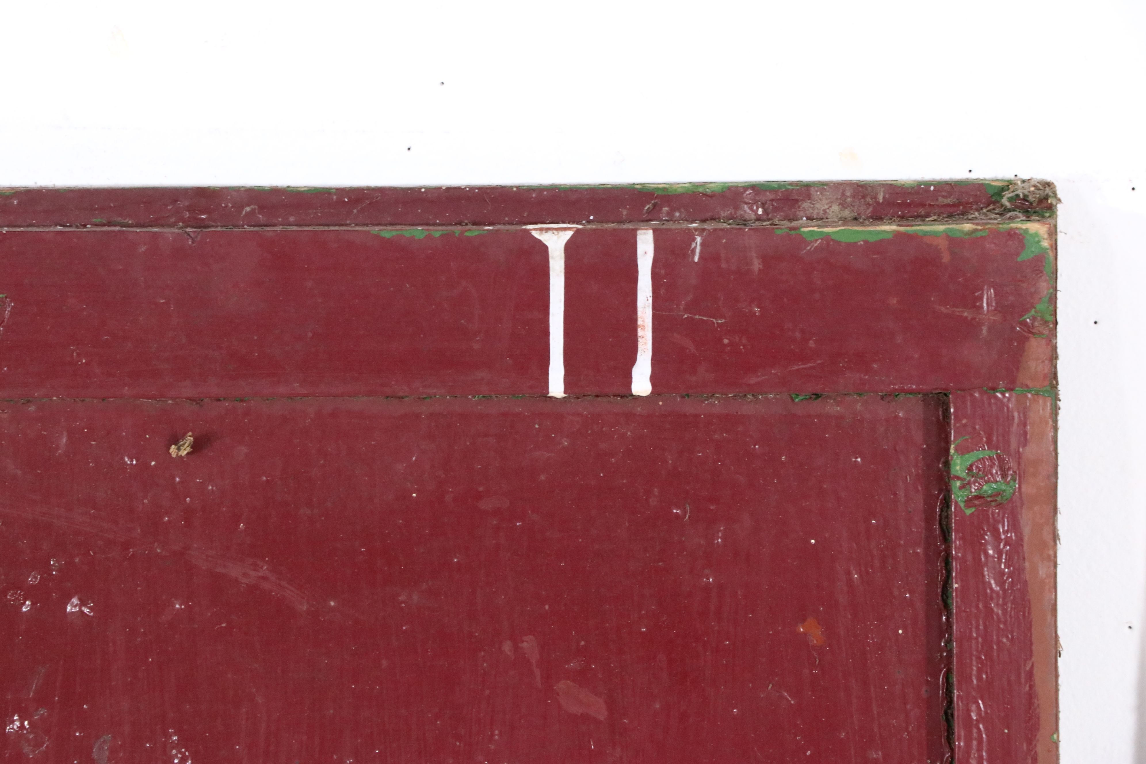 Pair of Vintage Red-Painted Wood Louvered Shutters