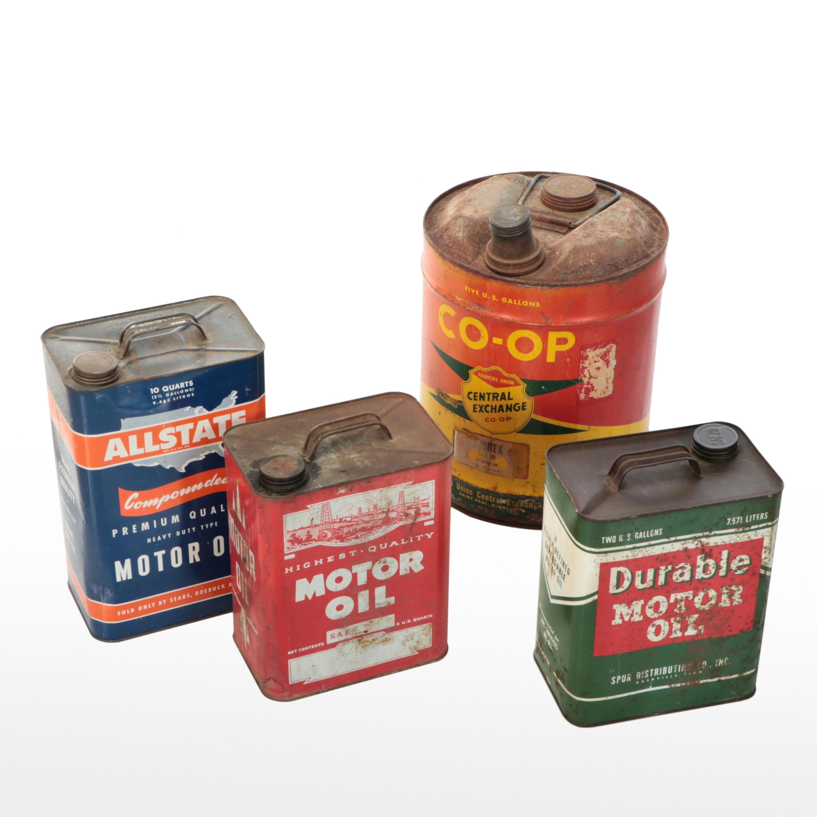 Farmers Union Central Exchange Co-Op with Other Oil Cans, Mid-20th Century