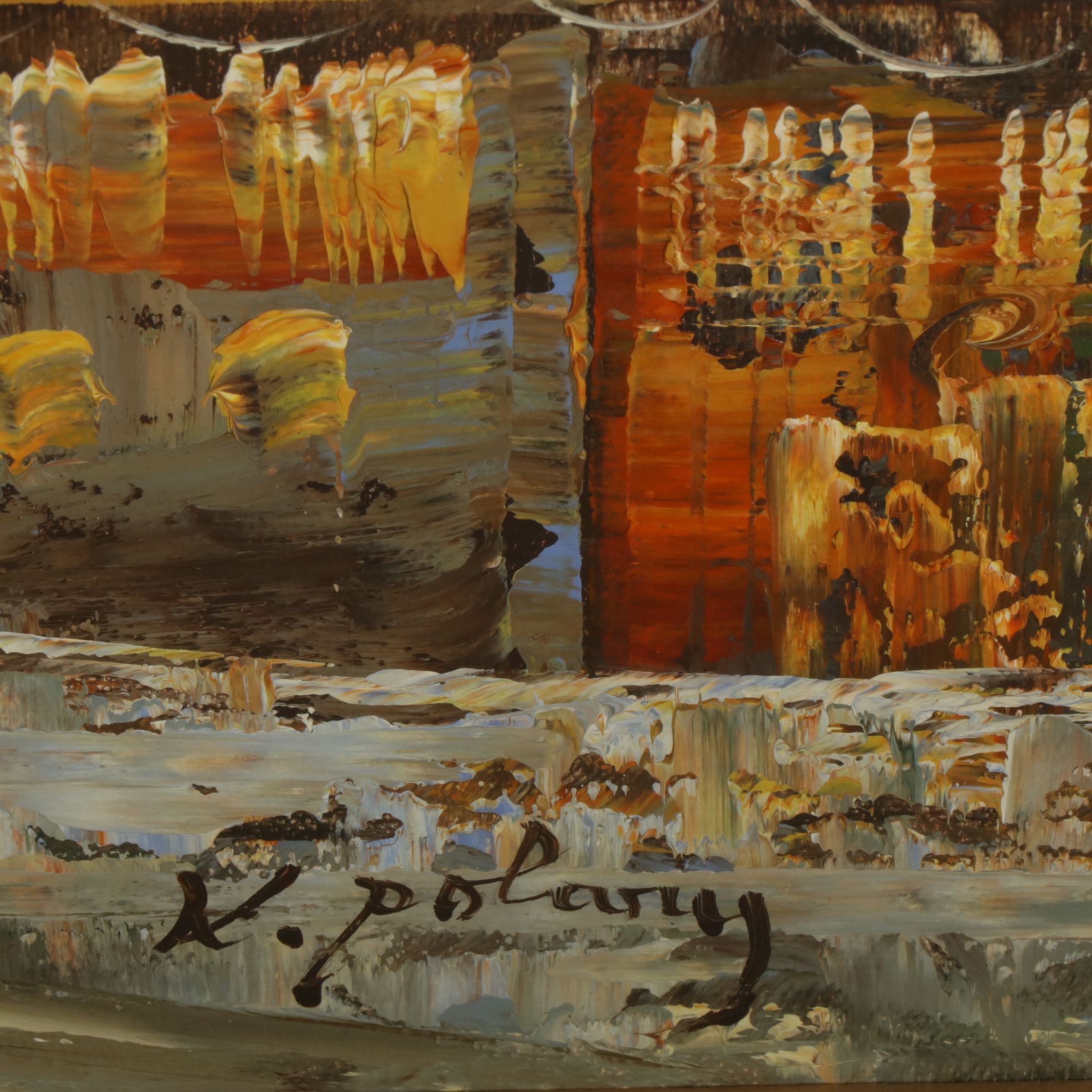 K. Polary Impressionist Oil Painting of Commuters in a Parisian Cityscape