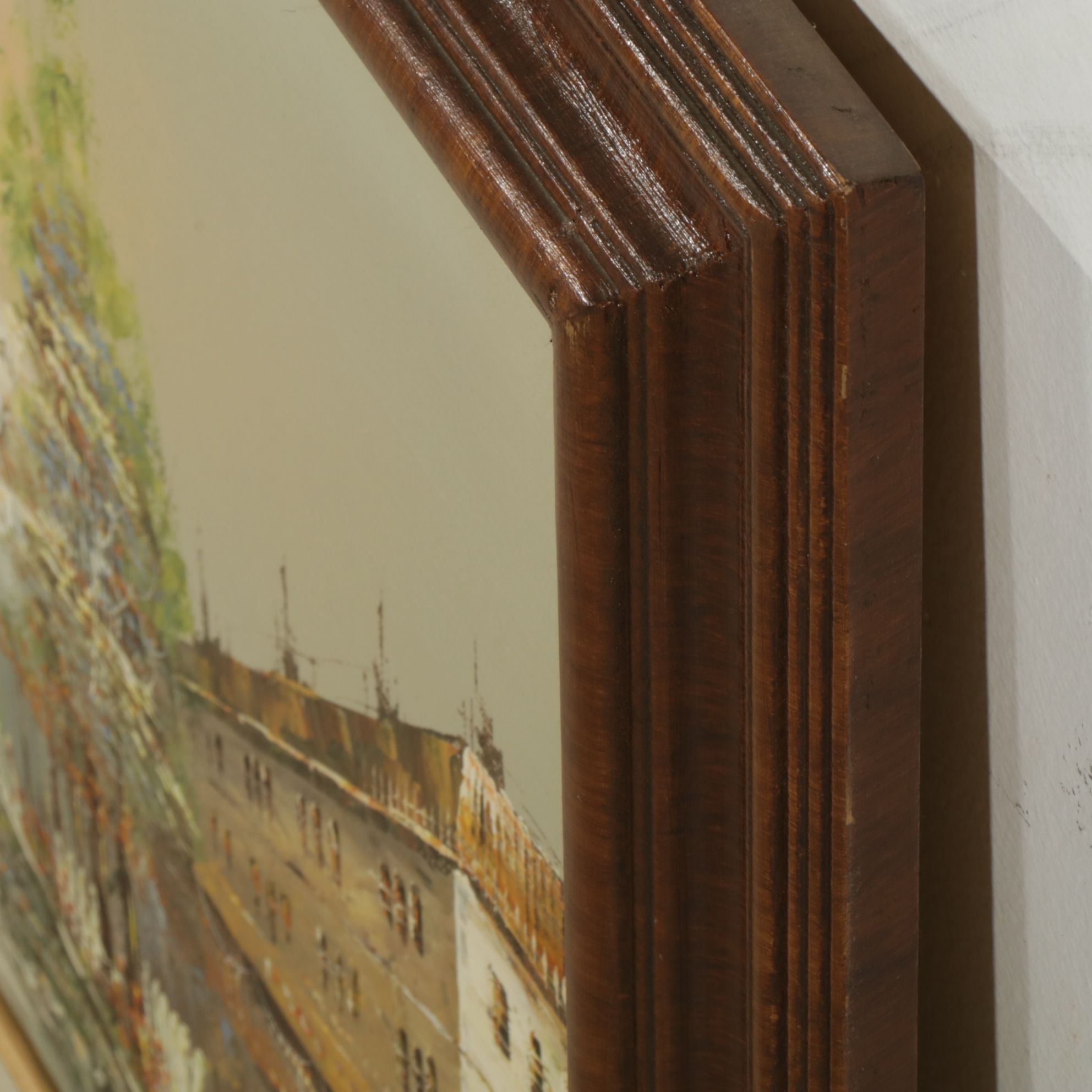 K. Polary Impressionist Oil Painting of Commuters in a Parisian Cityscape