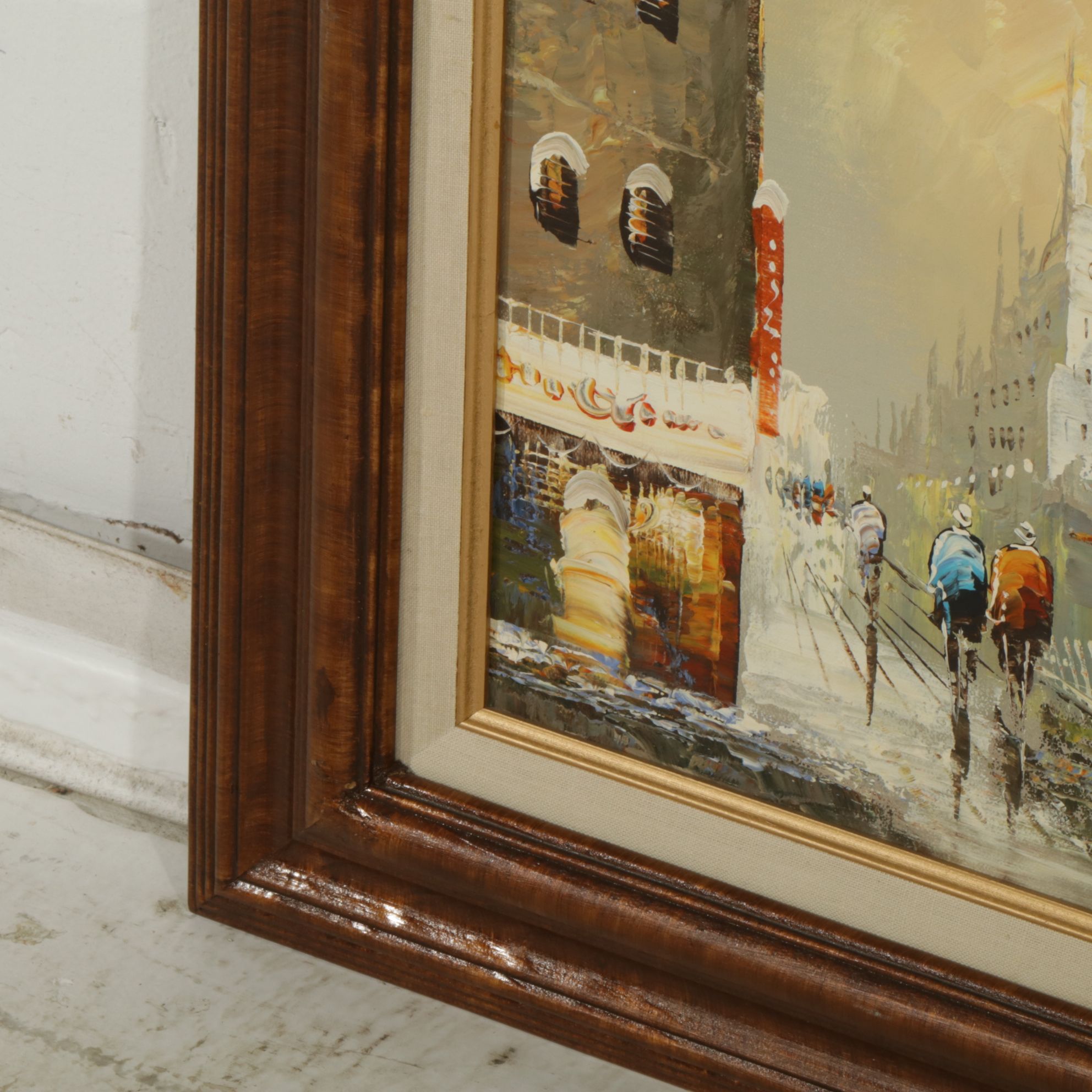 K. Polary Impressionist Oil Painting of Commuters in a Parisian Cityscape