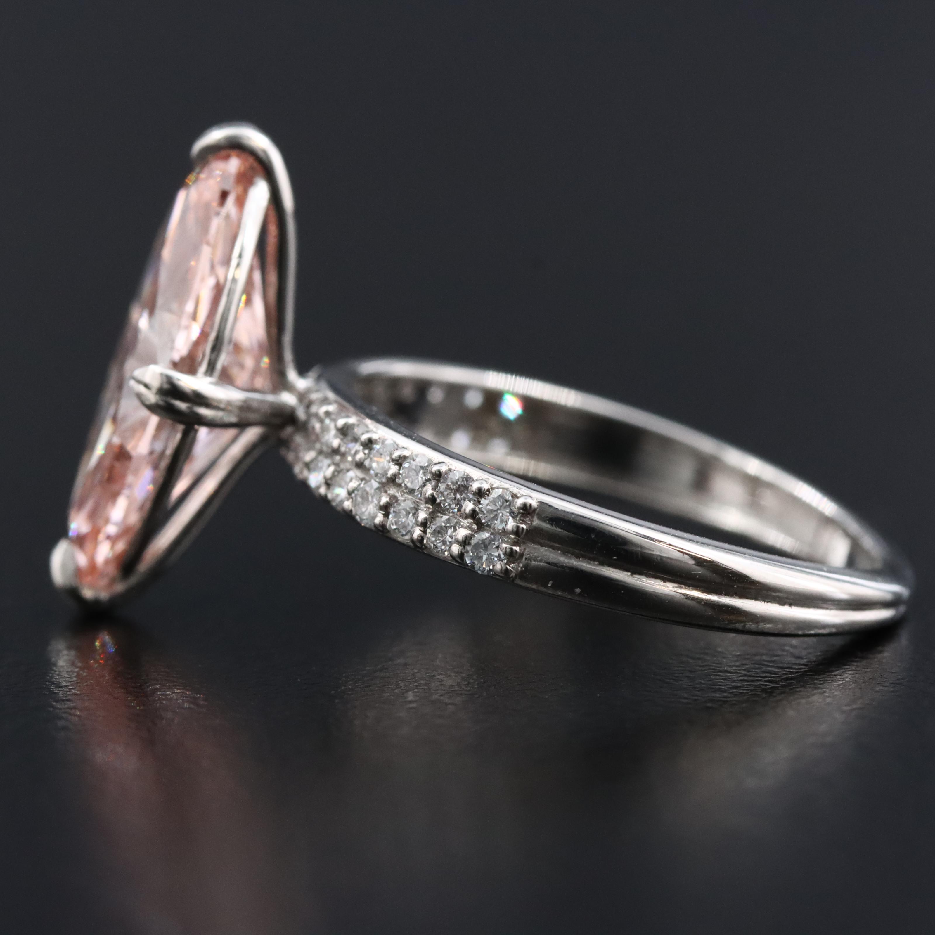 Platinum 3.33 CTW Lab Grown Diamond Ring with Fancy Pink Center and IGI Report