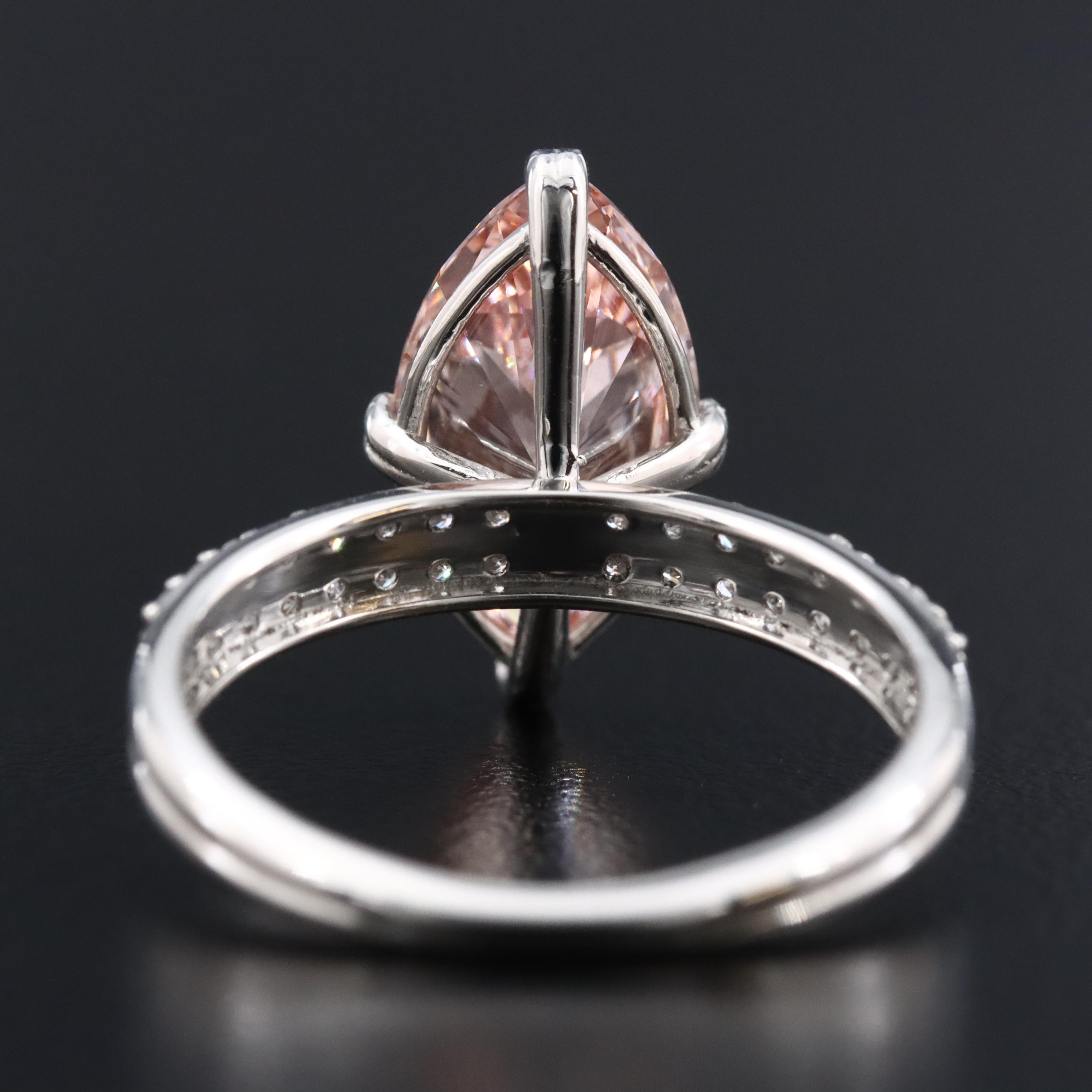 Platinum 3.33 CTW Lab Grown Diamond Ring with Fancy Pink Center and IGI Report
