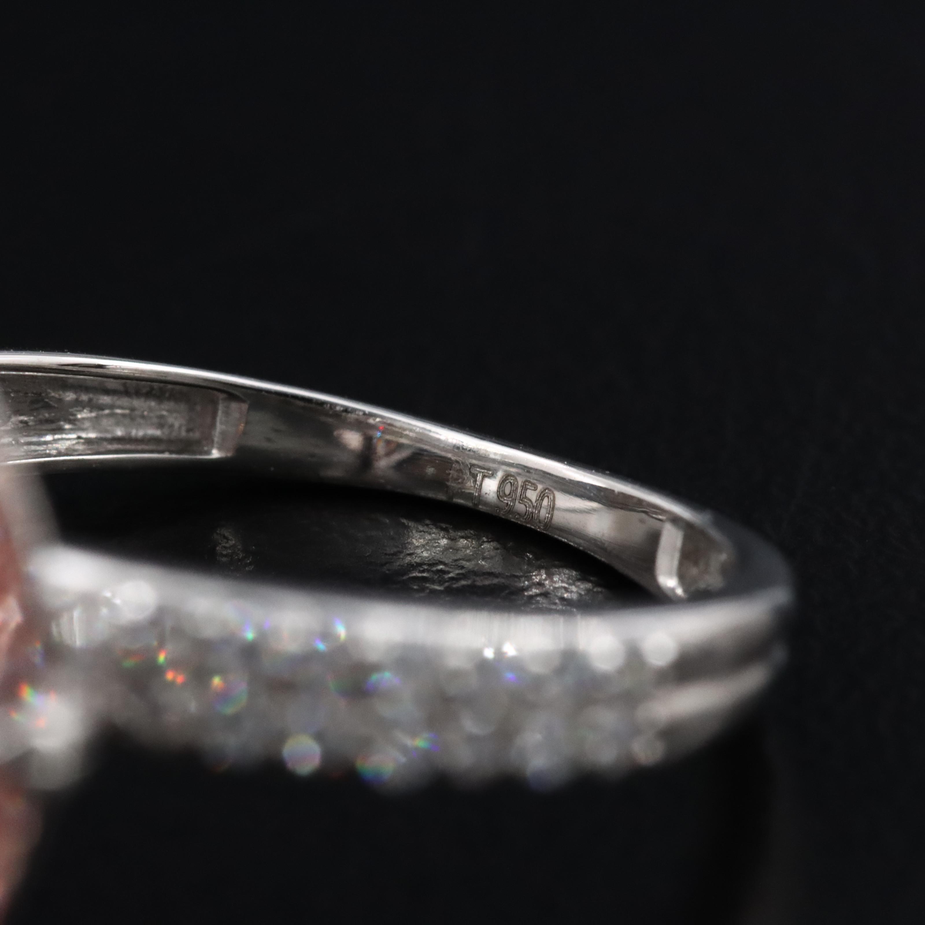 Platinum 3.33 CTW Lab Grown Diamond Ring with Fancy Pink Center and IGI Report