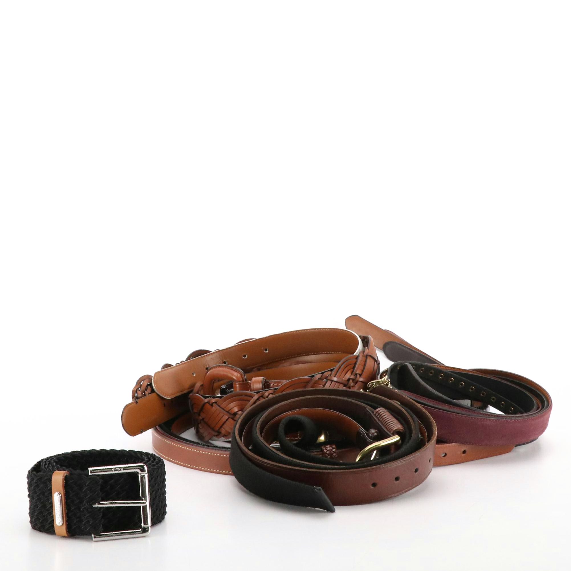 Lauren Ralph Lauren Leather, Woven Fabric, Suede and Canvas Belts