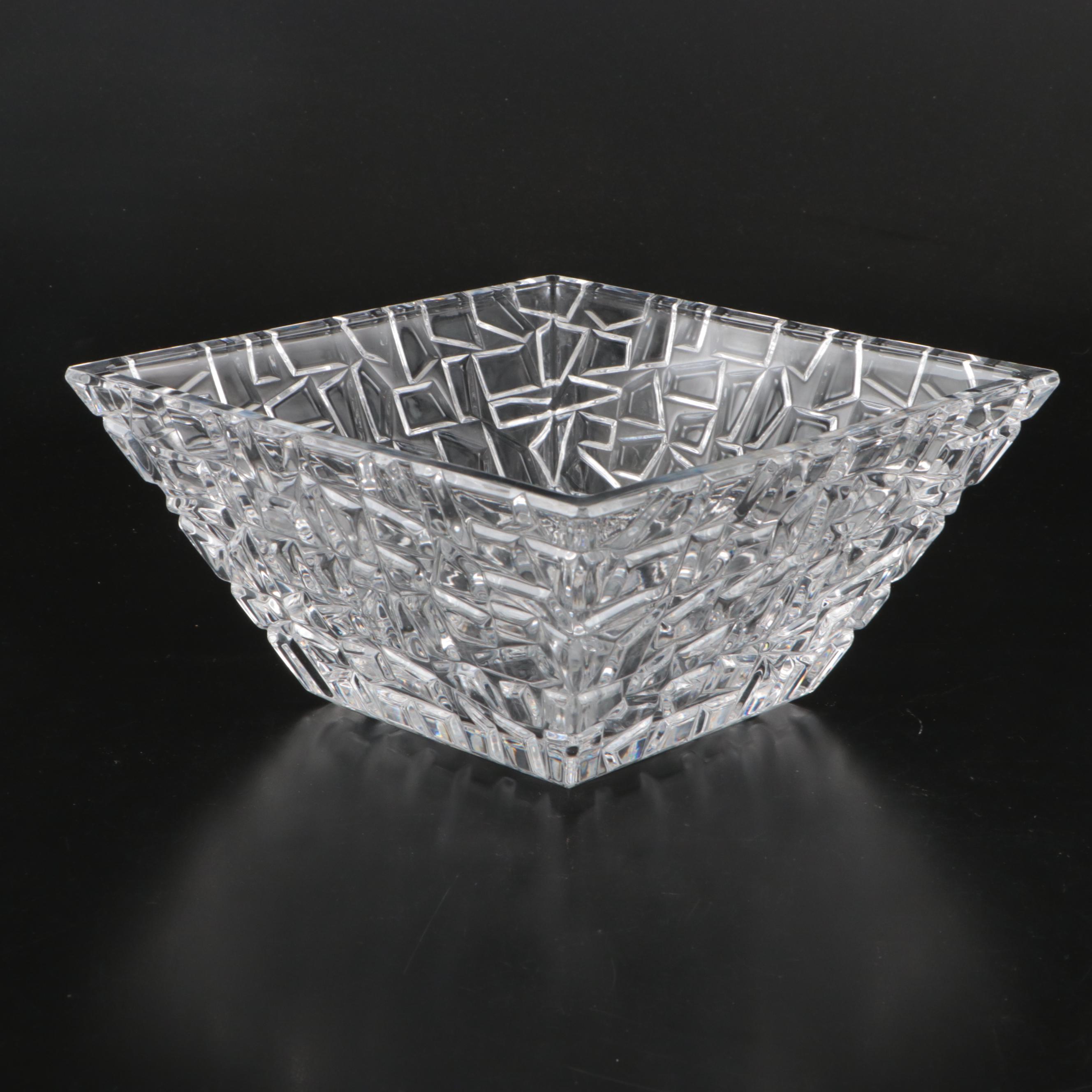 Tiffany & Co. Sierra Crystal Square Bowl and Rock Cut Crystal Tray