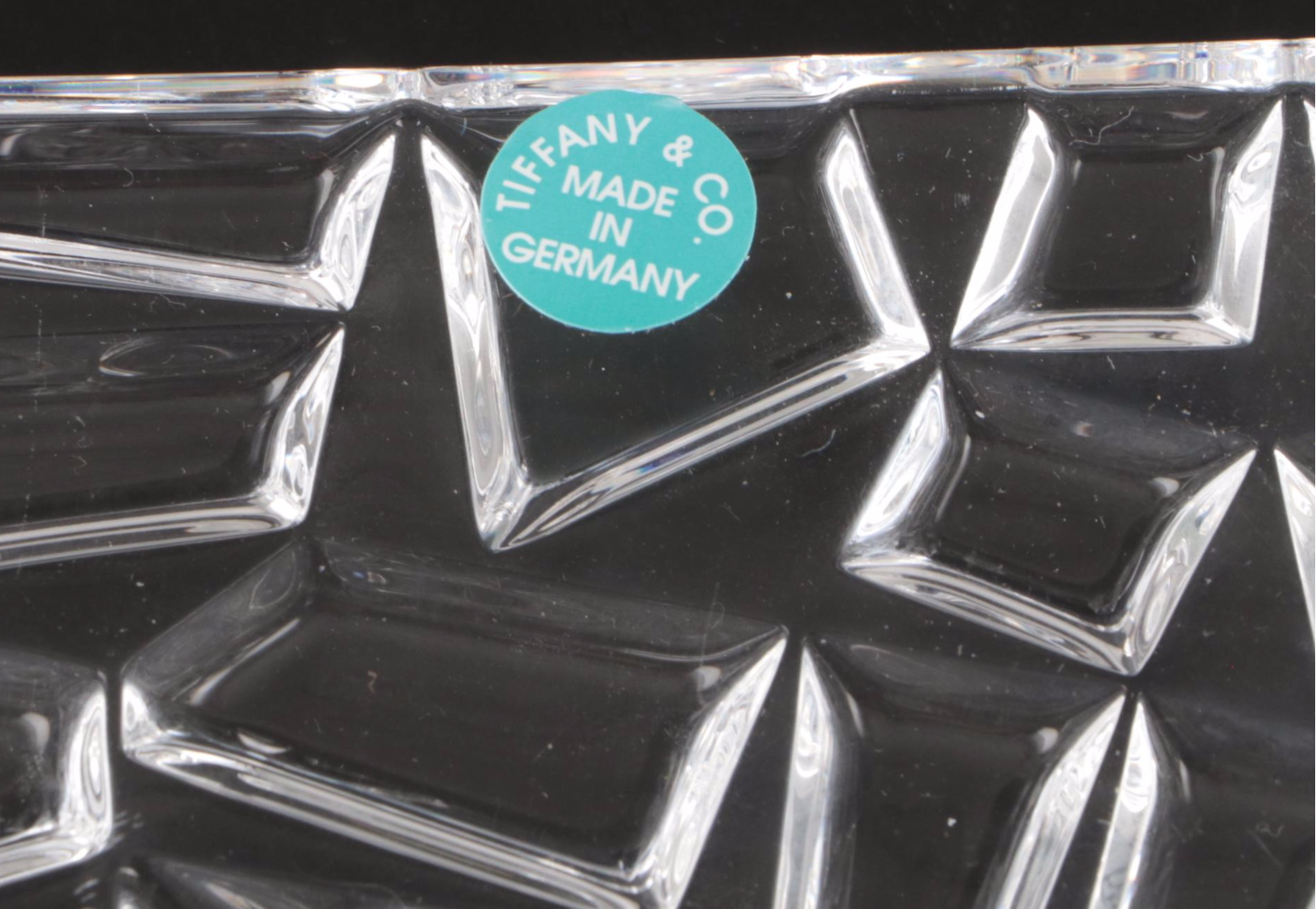 Tiffany & Co. Sierra Crystal Square Bowl and Rock Cut Crystal Tray