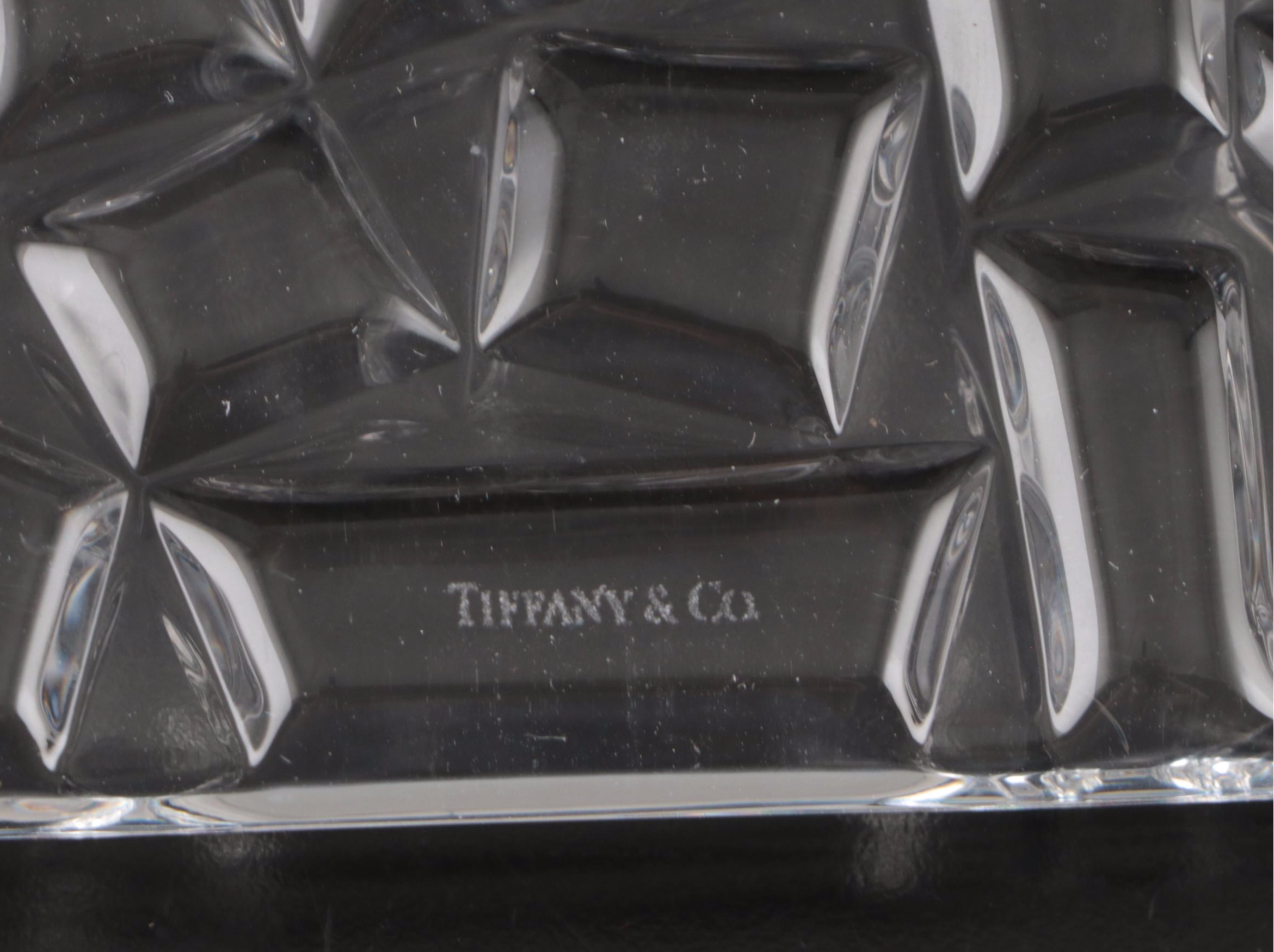Tiffany & Co. Sierra Crystal Square Bowl and Rock Cut Crystal Tray